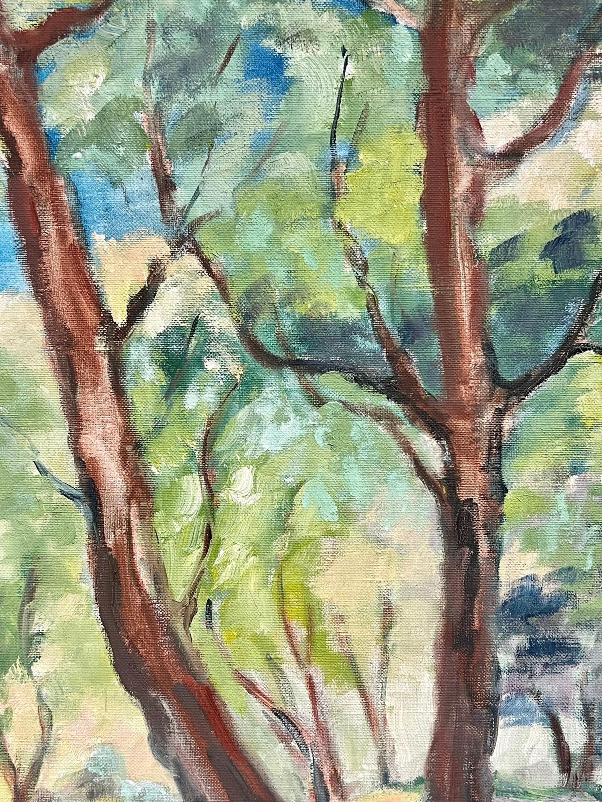 J.Bredechesunlit Woodland Landscape Large 1970's French Impressionist Oil Painting1970's photo for sale
