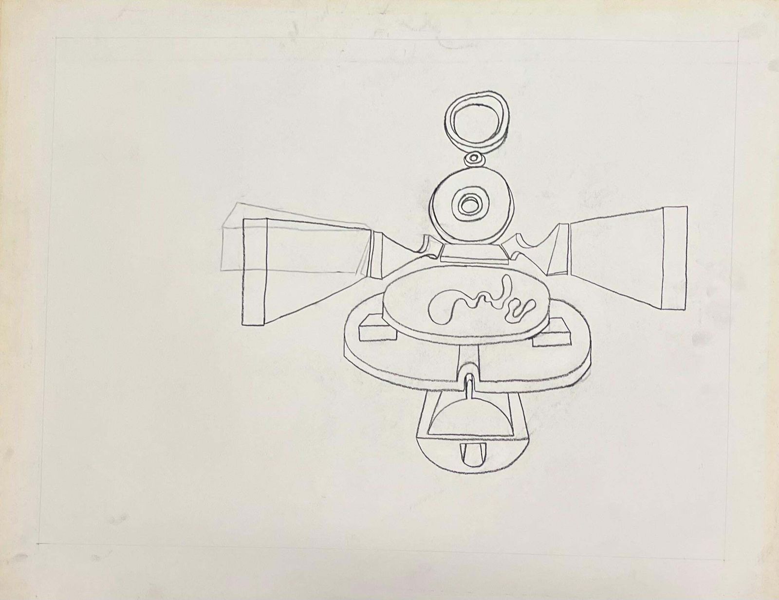 Claude Lagoucheoriginal 1970's Abstract French Geometric Line Drawingc. 1970's photo furniture