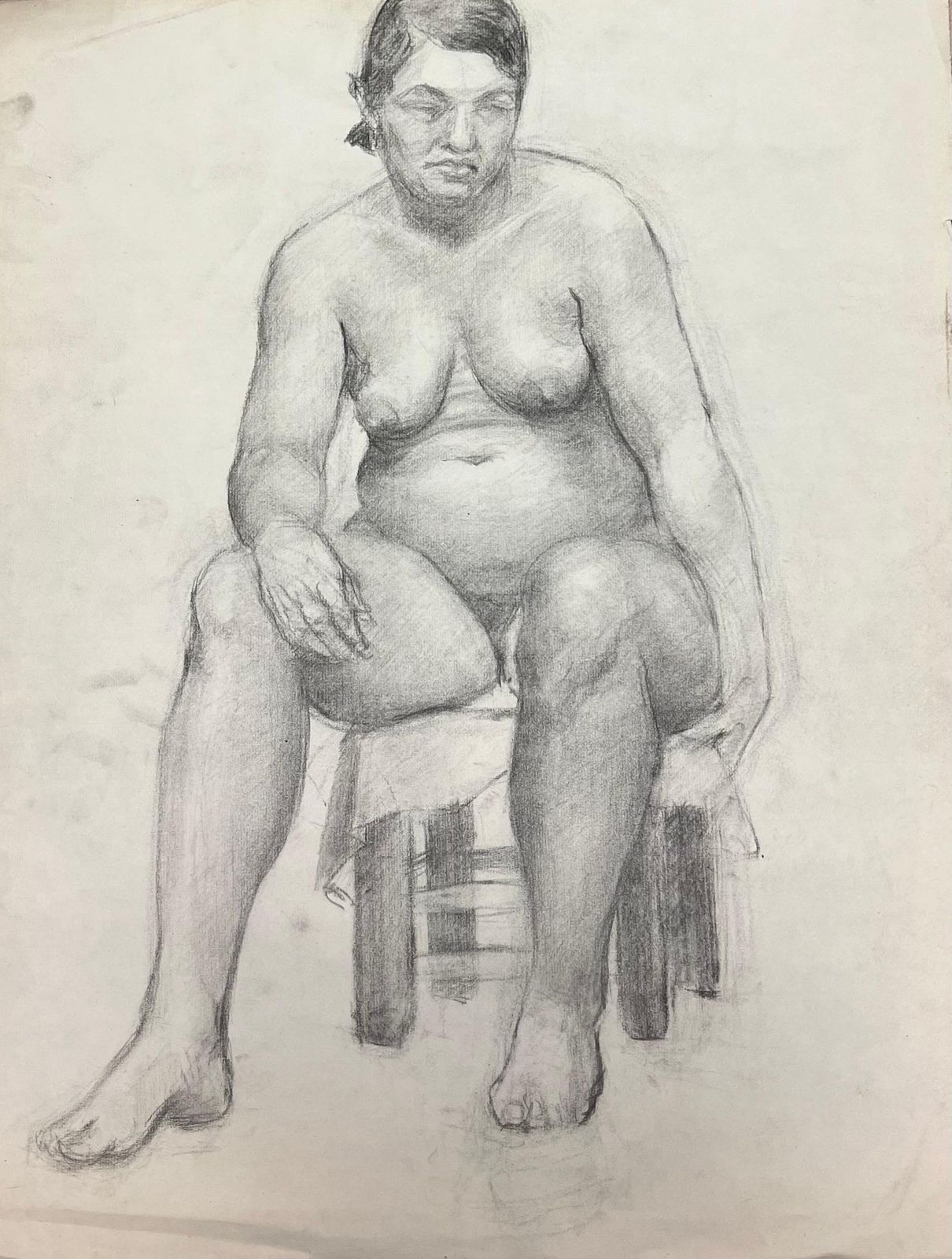 Josine Vignonmid Century French Study Of A Seated Nude Woman1945
