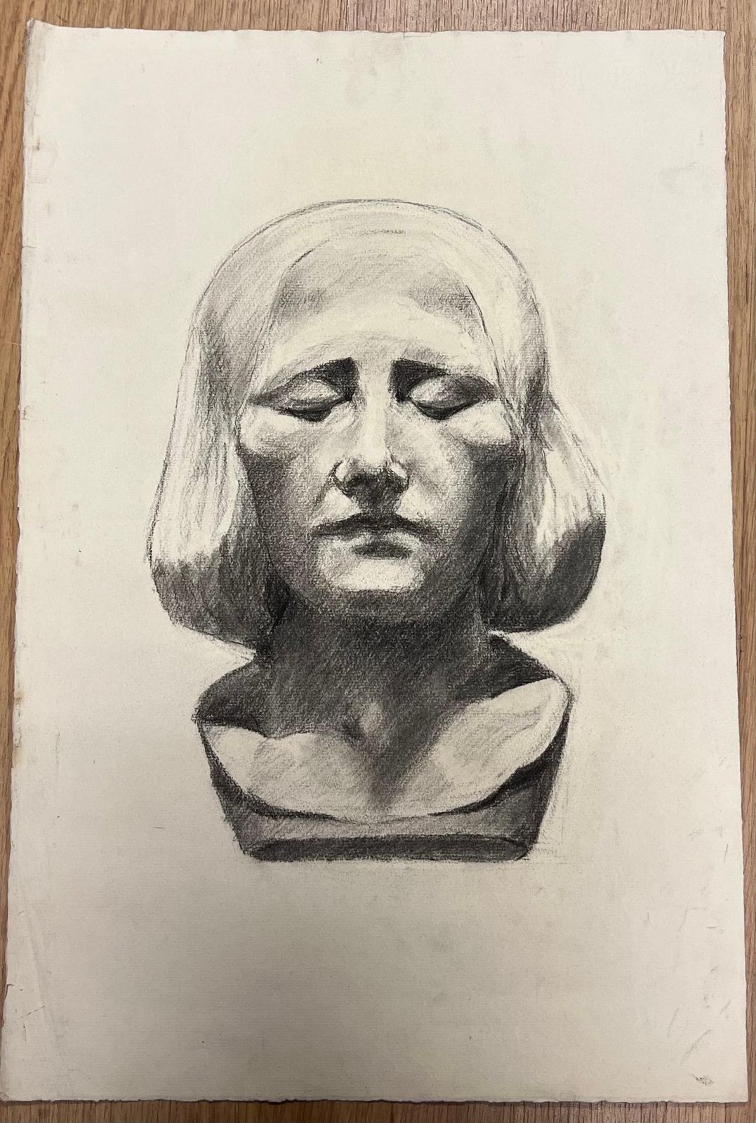 Josine Vignonmid Century French Pencil Drawing Of A Peaceful Stone Female Head1945 photo furniture