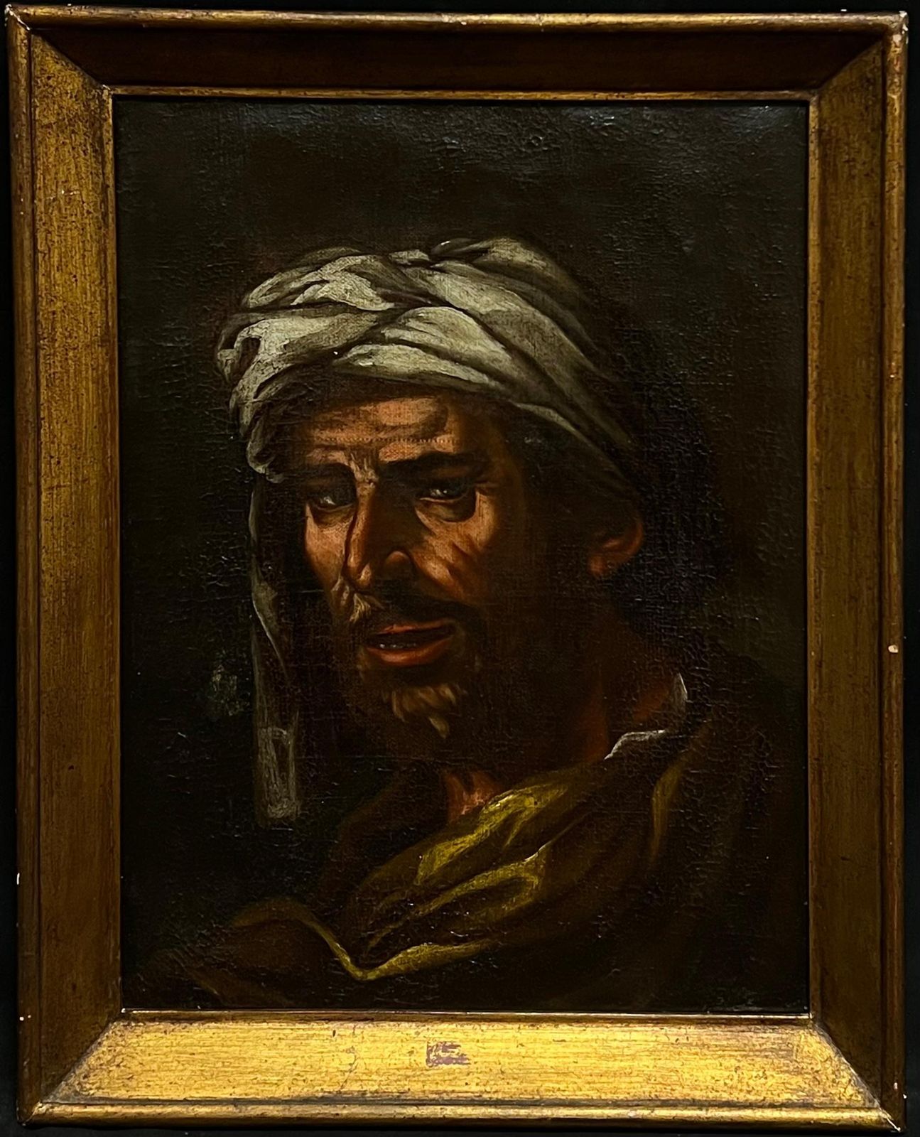 French School18th Century French Orientalist Portrait Of Arab Man In Turban, Oil Painting