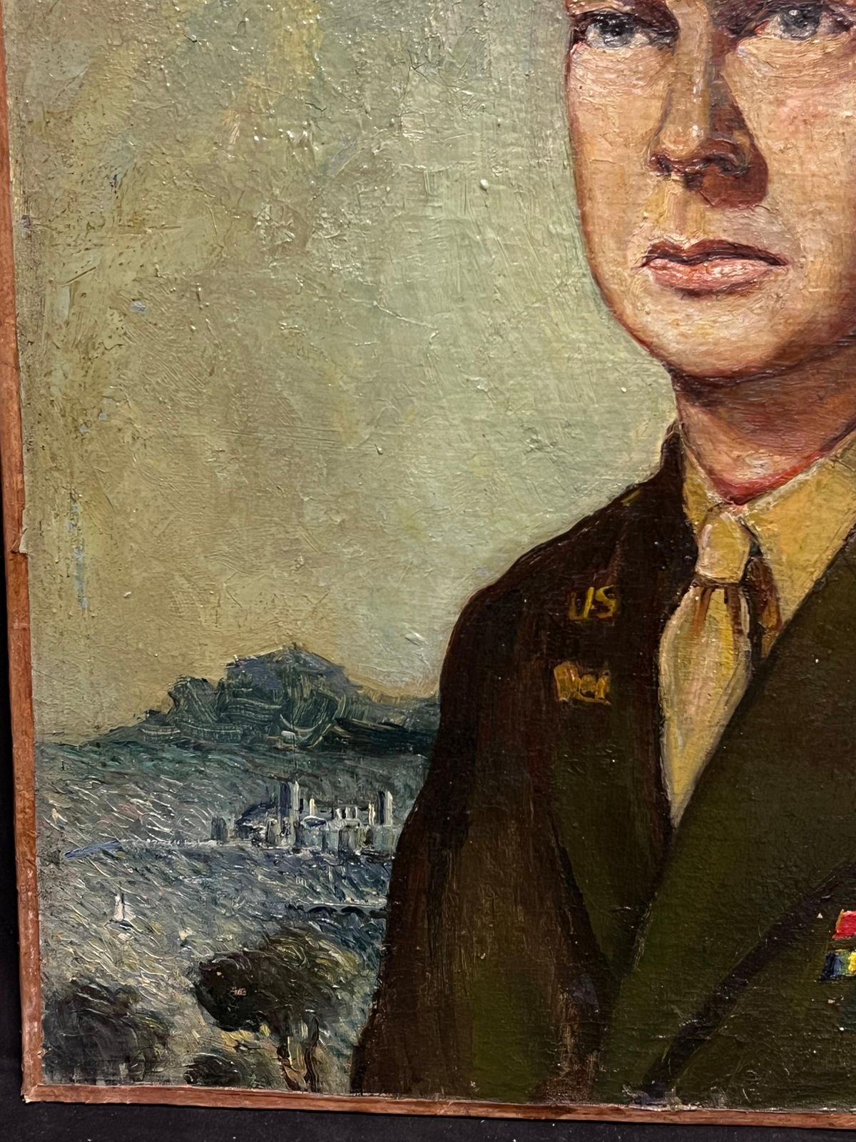 French Schoolportrait Of Dwight D. Eisenhower (1890–1969) Original 1951 French Oil Painting1951 photo vinterior