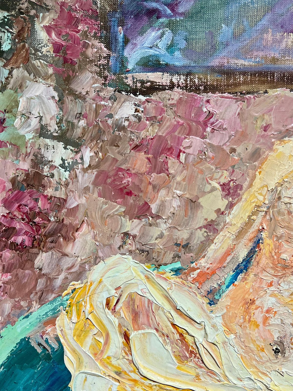 French School1970's French Post Impressionist Reclining Nude Thick Impasto Oil Painting1970's photo for sale