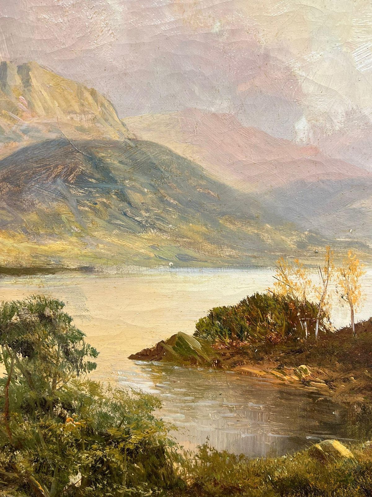 F. E. Jamiesonmajestic Highland Loch Landscape Serenity Oil Painting Scenic Mountain Lake1920's photo vinterior