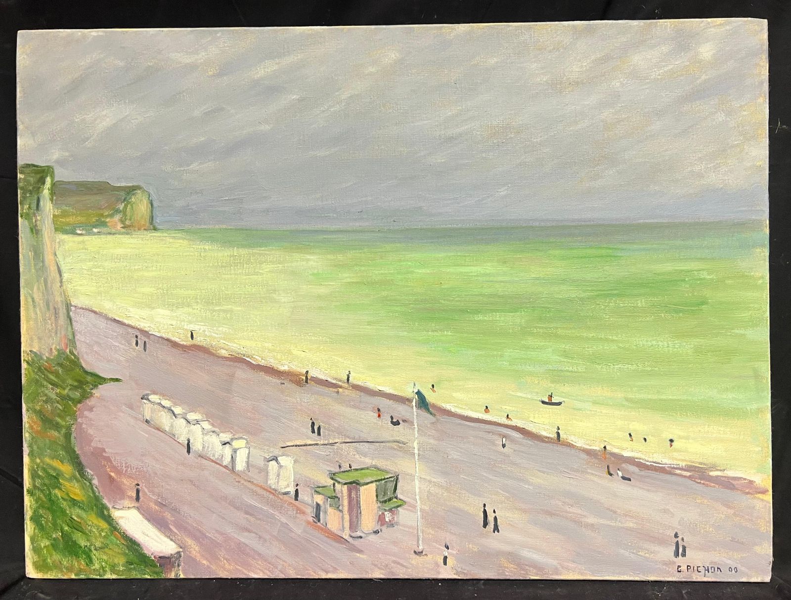Guy Pichonnormandy Beachfront Scene With Green Sea And Dramatic Sky French Oil Painting2000 photo furniture