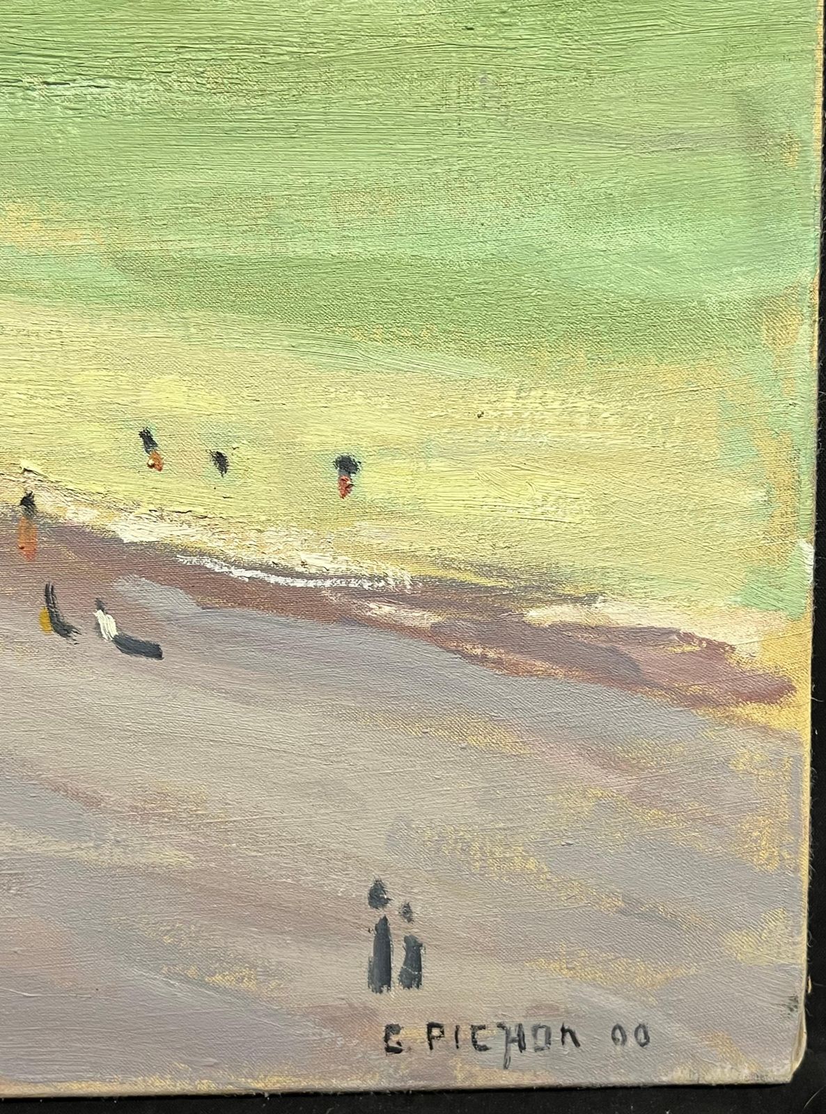 Guy Pichonnormandy Beachfront Scene With Green Sea And Dramatic Sky French Oil Painting2000 photo for sale