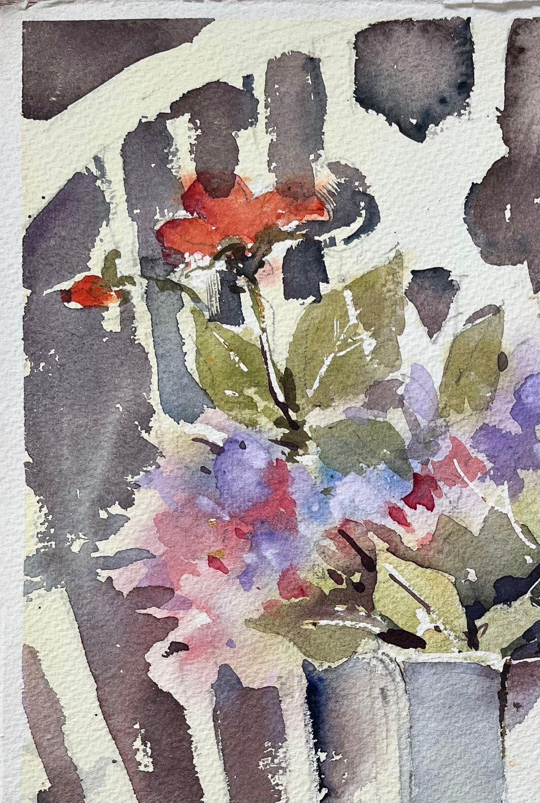 Anthony Averybritish Impressionist Watercolor Of A Still Life Of Floral Arrangement In A Vase photo for sale