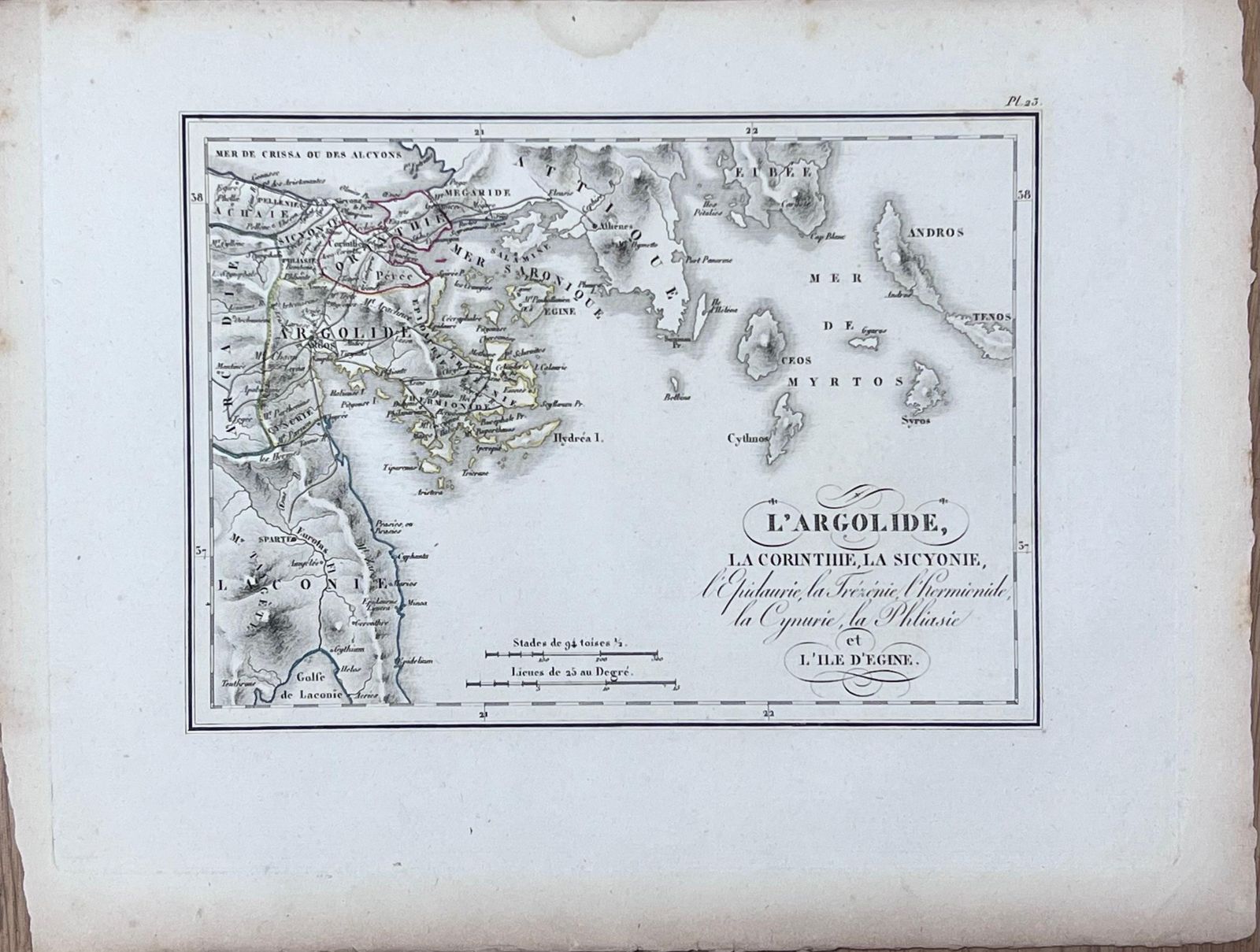 French Schoolcollection Of Six Antique Engravings Of Ancient Greek Regions And Territories19th Century photo Art