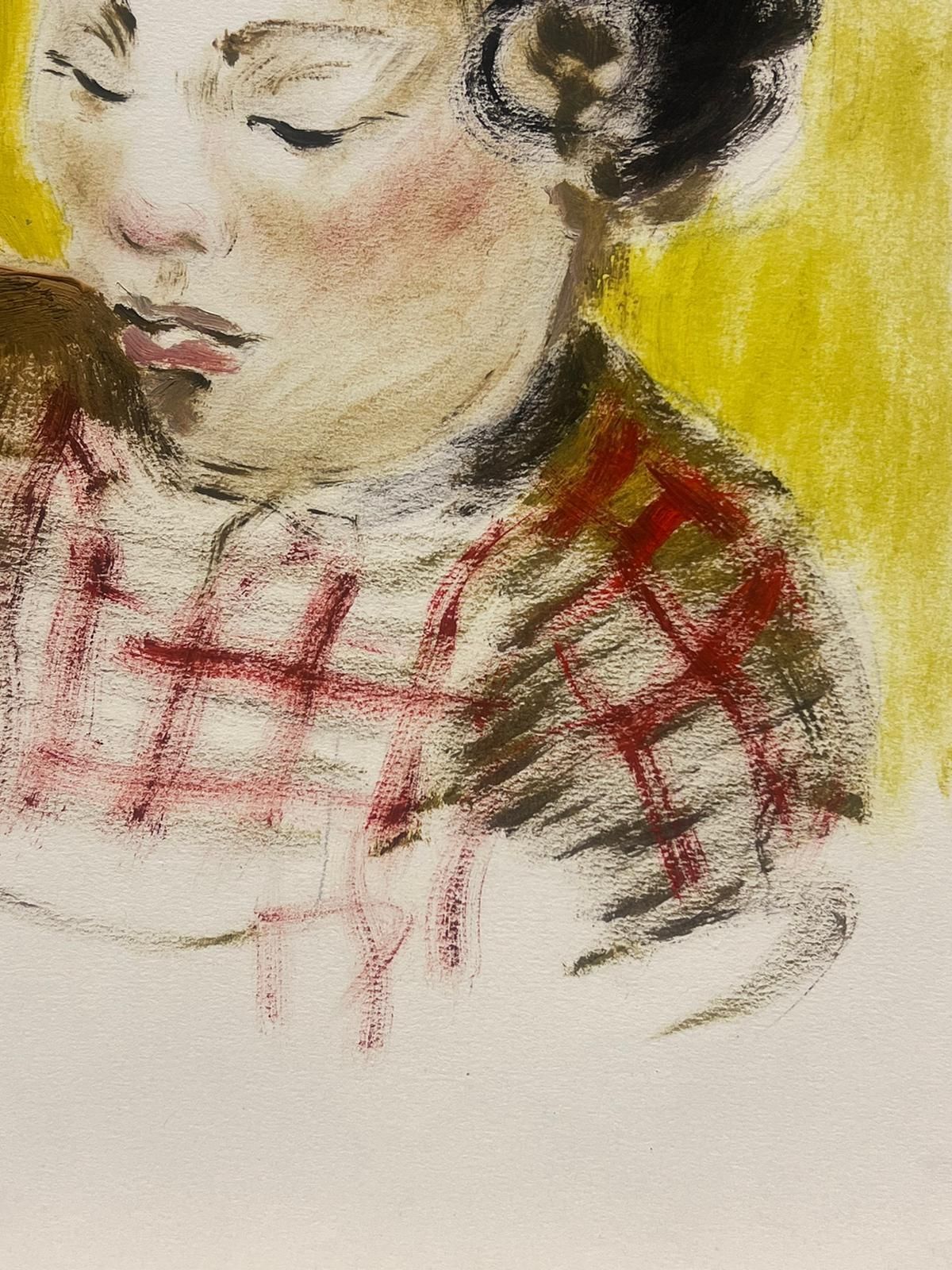 Josine Vignon1950s French Portrait Of A Child In Thought Against A Yellow Background1950s photo Art