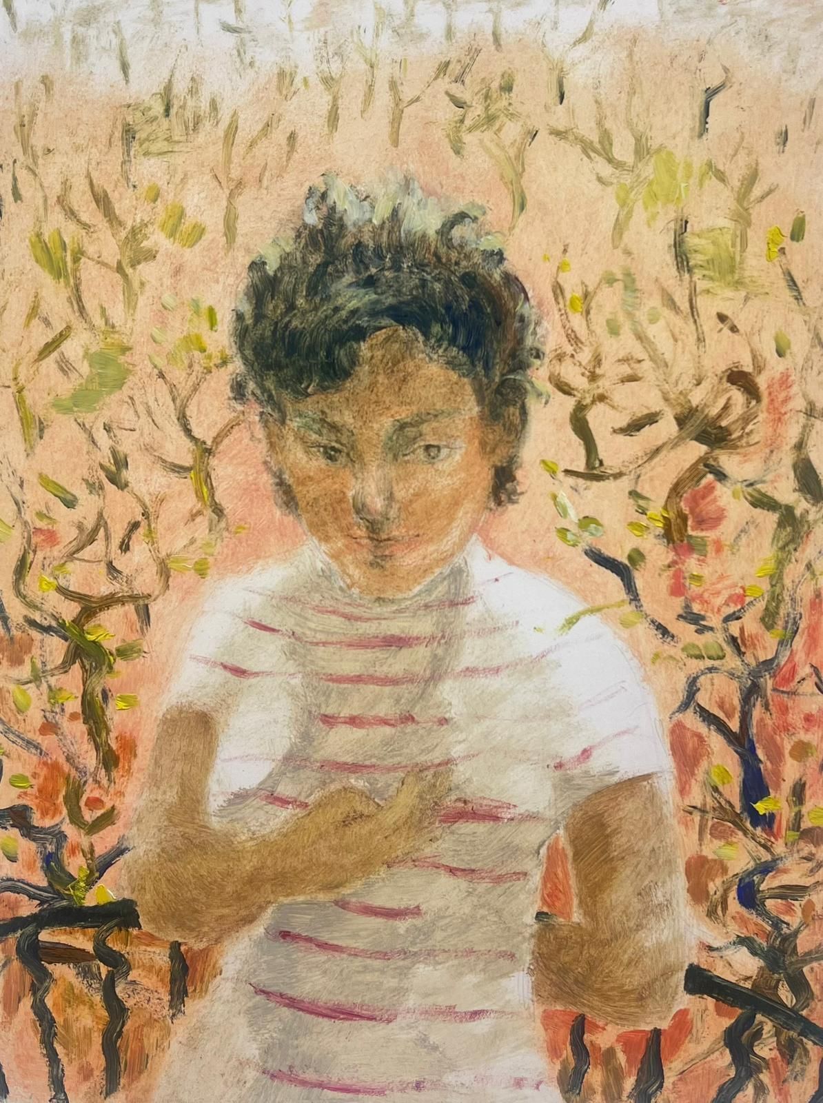 Josine Vignon1950s French Expressive Portrait Of A Young Figure Amidst Abstract Foliage1950s