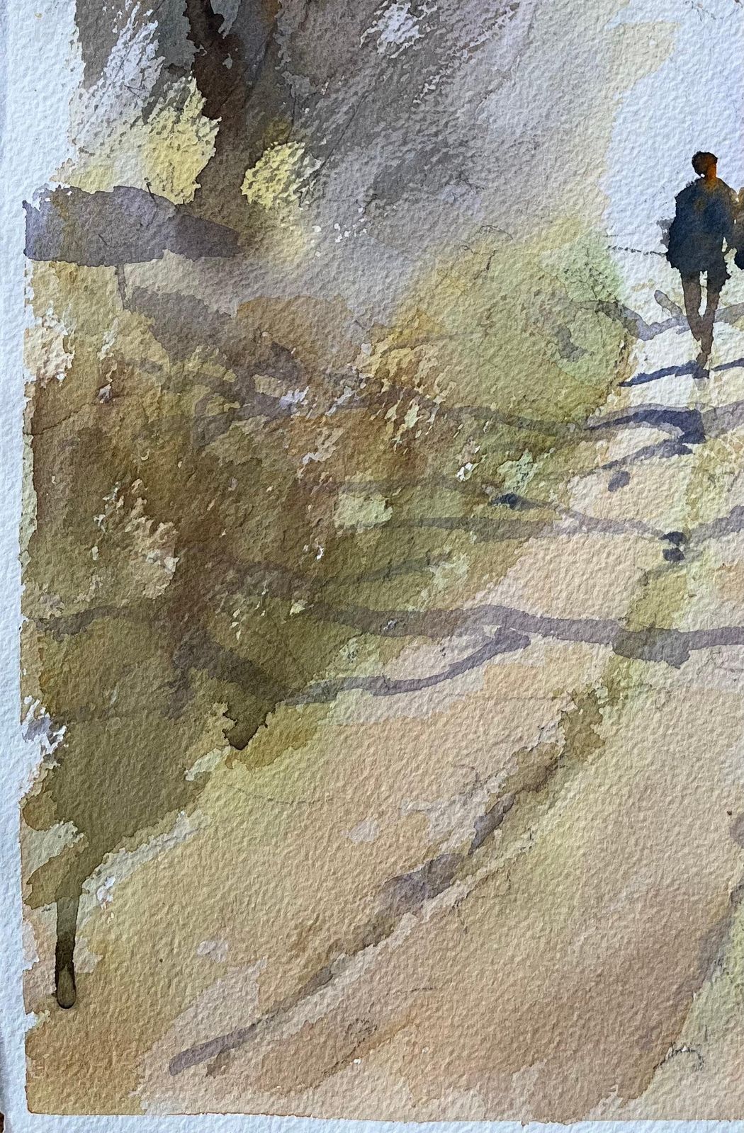 Anthony Averybritish Impressionist Watercolor Of Woodland Walk With Figures And Dog photo Art