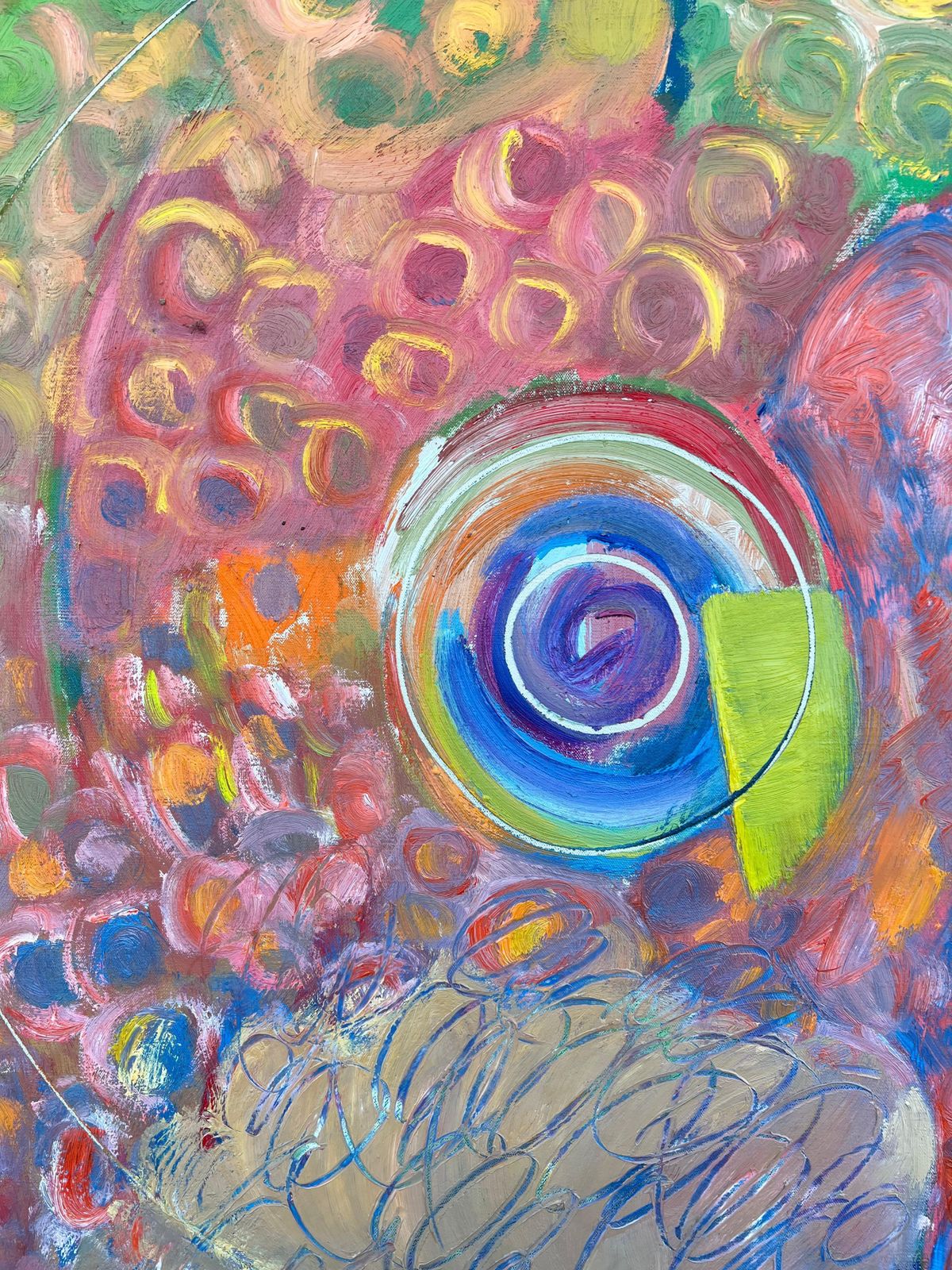 Gilbert Pelissierhuge French 20th Century Bright Colorful Dual Abstract Faces Oil Painting photo Art