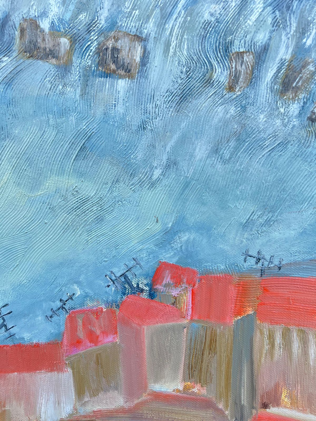 Gilbert Pelissierfrench 20th Century Blue Wave Over Orange Roof Town Coastal Landscape1984 photo 2022.0