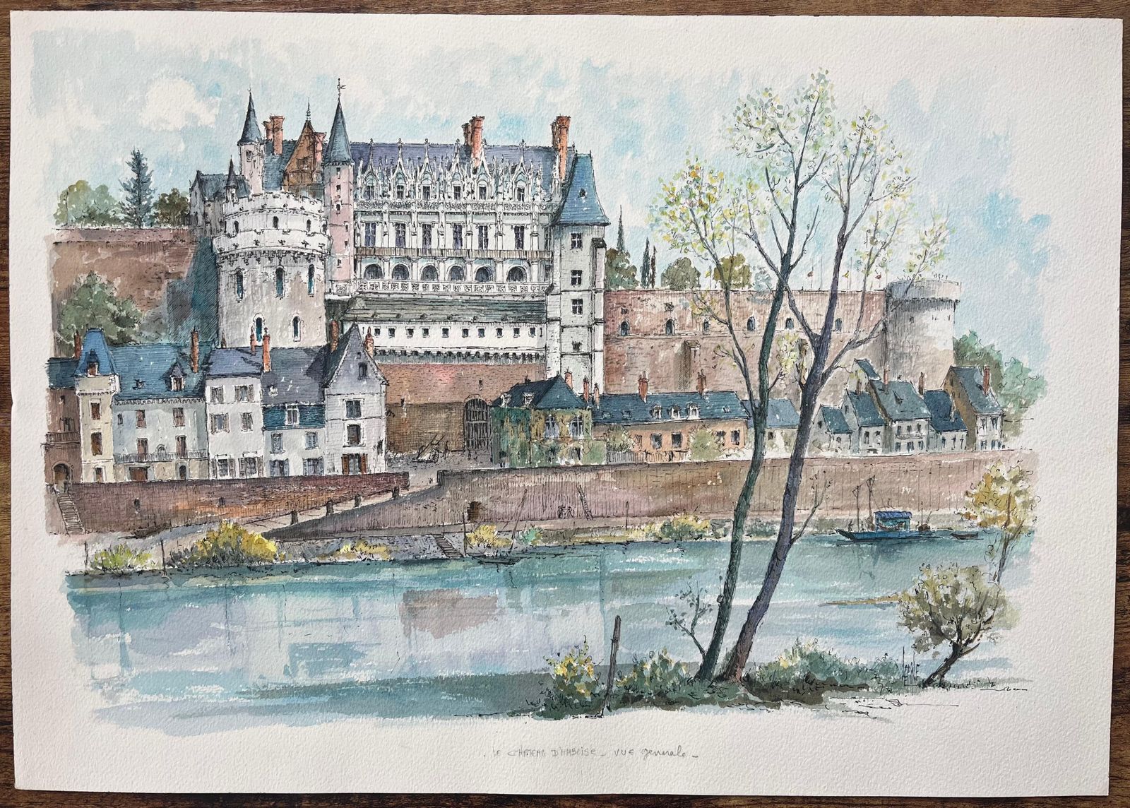 Robert Lepine (1929   2017)french Watercolor Of "Château D'amboise: Vue Générale"20th Century photo furniture