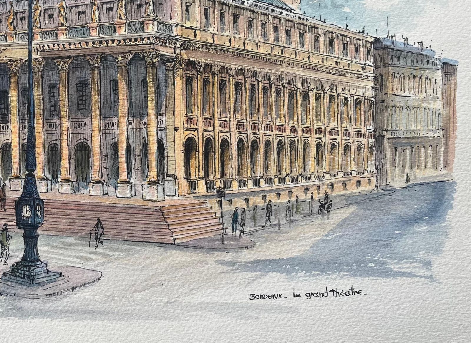 Robert Lepine (1929   2017)french Watercolor Of "Bordeaux: Le Grand Théâtre"20th Century photo Art