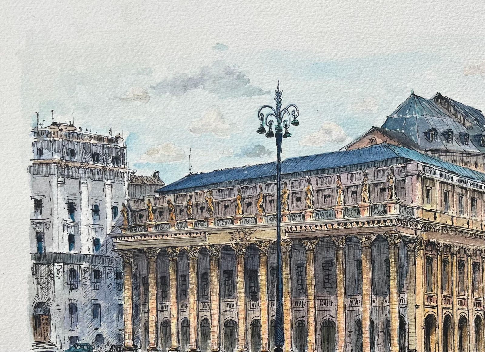 Robert Lepine (1929   2017)french Watercolor Of "Bordeaux: Le Grand Théâtre"20th Century photo 458.0