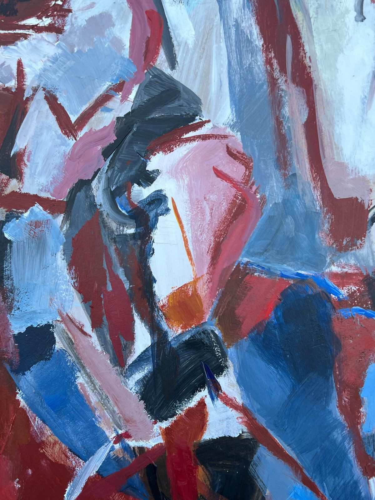 Marie Deloume (French Born 1942)huge French 20th Century Navy Red White Bold Abstract Expression photo for sale