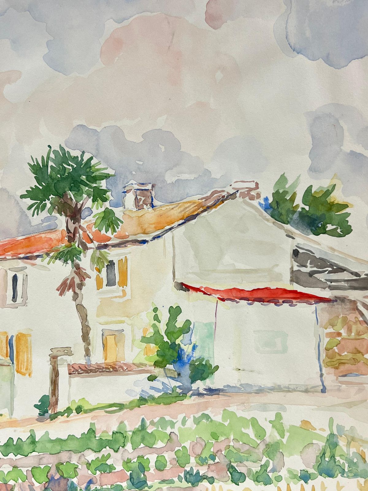 Regine Davidsunny Provençal Countryside A Light Filled Watercolor Of A Rural French Home1975 photo for sale