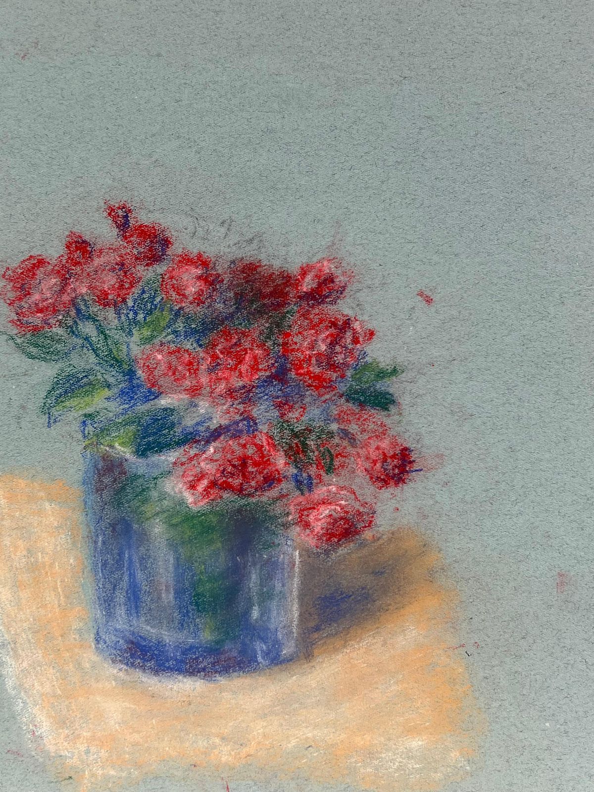 Regine Davidmid 20th Century French Delicate Still Life Of Red Flowers In A Glass Vase1946 photo for sale