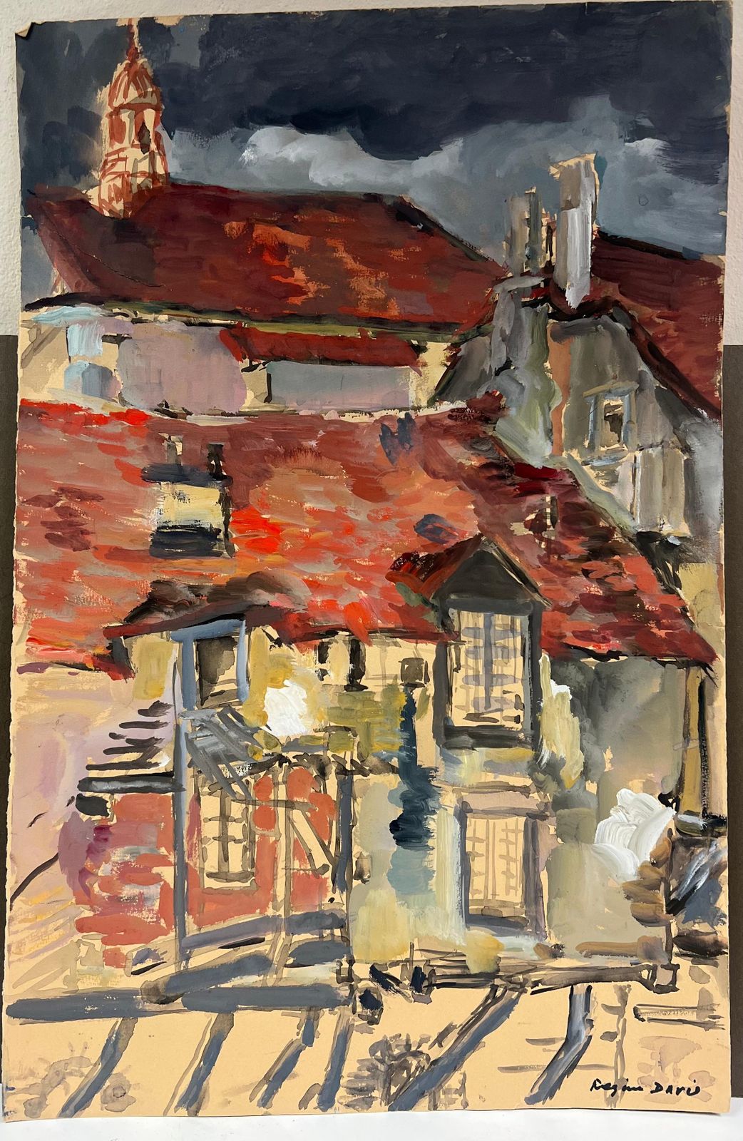 Regine Davidstormy Rooftops A Dramatic View Of Red Tiled Roofs Under A Dark Sky1975 photo furniture