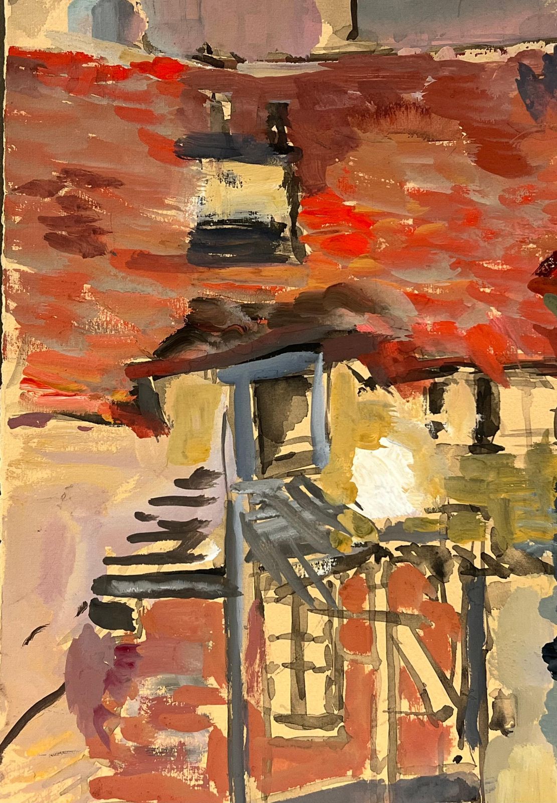 Regine Davidstormy Rooftops A Dramatic View Of Red Tiled Roofs Under A Dark Sky1975 photo buy
