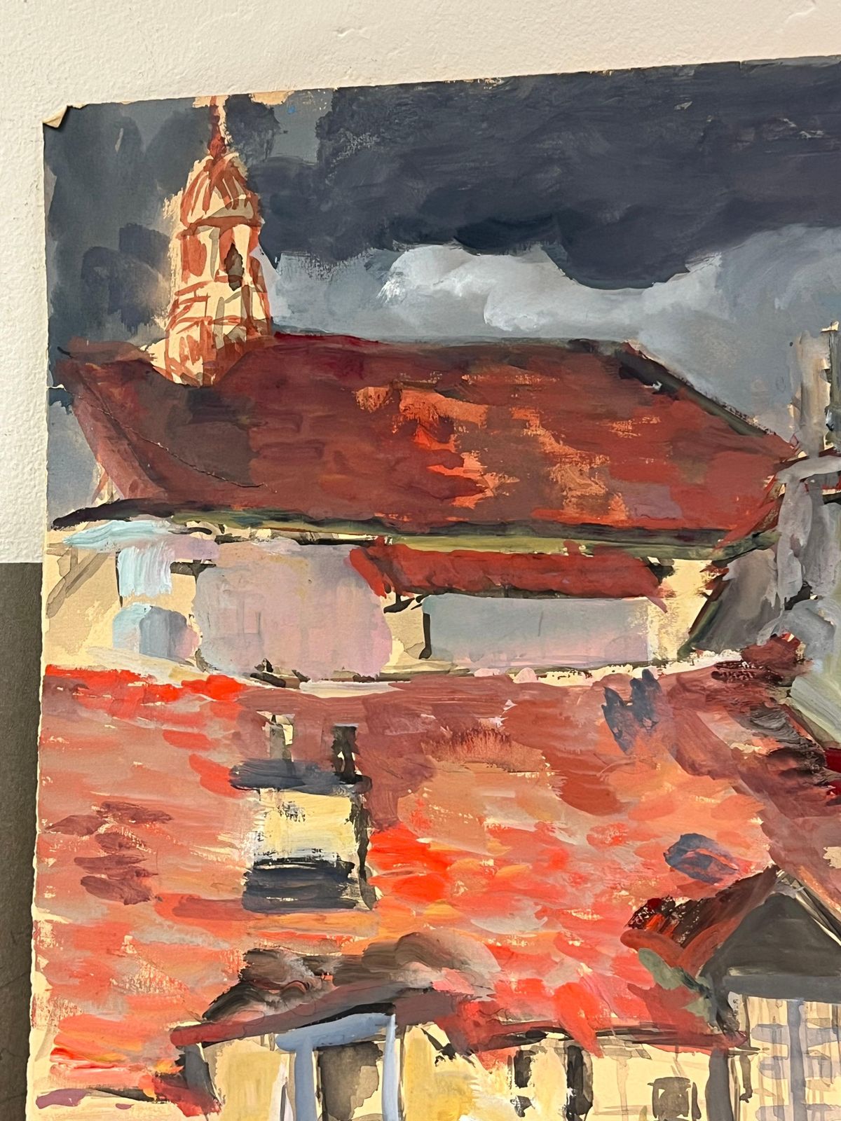 Regine Davidstormy Rooftops A Dramatic View Of Red Tiled Roofs Under A Dark Sky1975 photo vintage