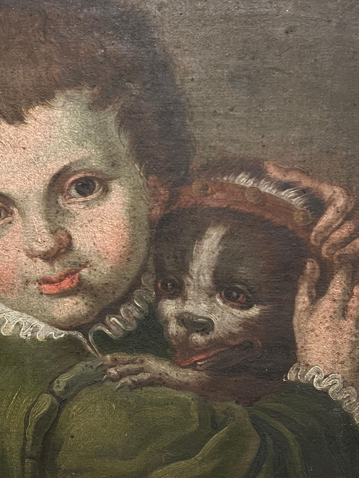 Fine 1600's Italian Baroque Master Portrait Of Child With Pet Dog Oil Painting1600's photo Art