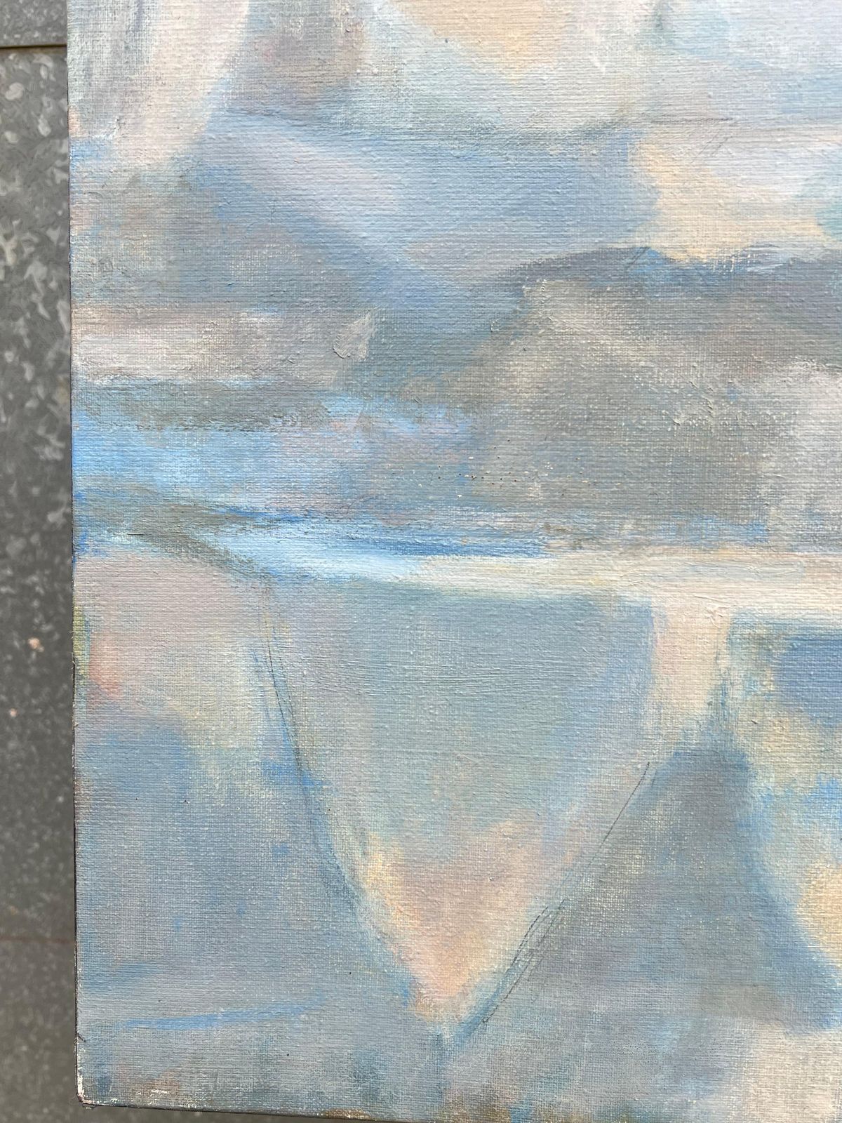 French Cubistlarge French Cubist Oil Painting Glacial Reflections Landscape In Cool Tones photo buy