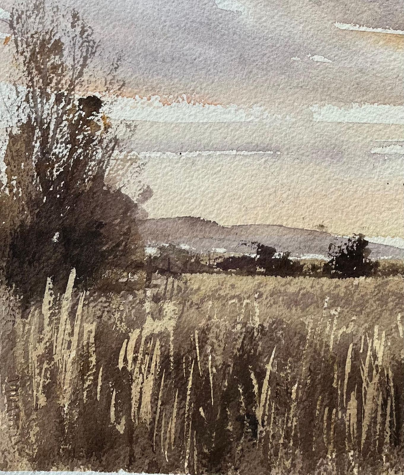 Anthony Averybritish Original Watercolor Of A Windmill At Dusk photo Art