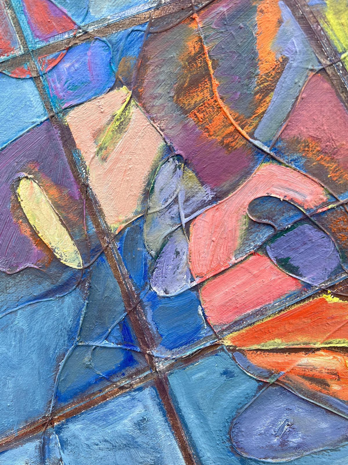 Gilbert Pelissierfrench 20th Century Abstract Interwoven Hues On Tiled Landscape Vibrant photo buy