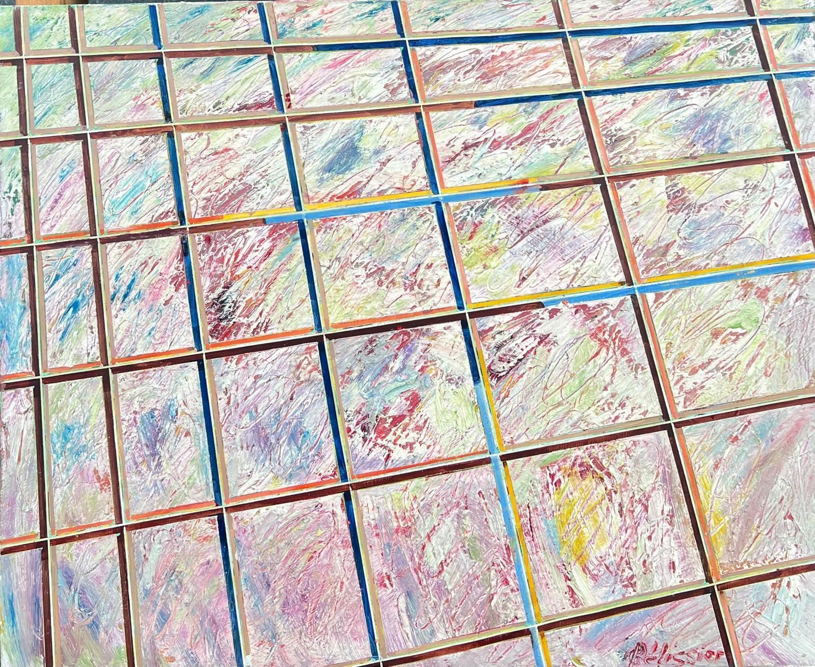 Gilbert Pelissierfrench 20th Century Abstract Textured Pastel Grids Intersecting Lines Oil1982