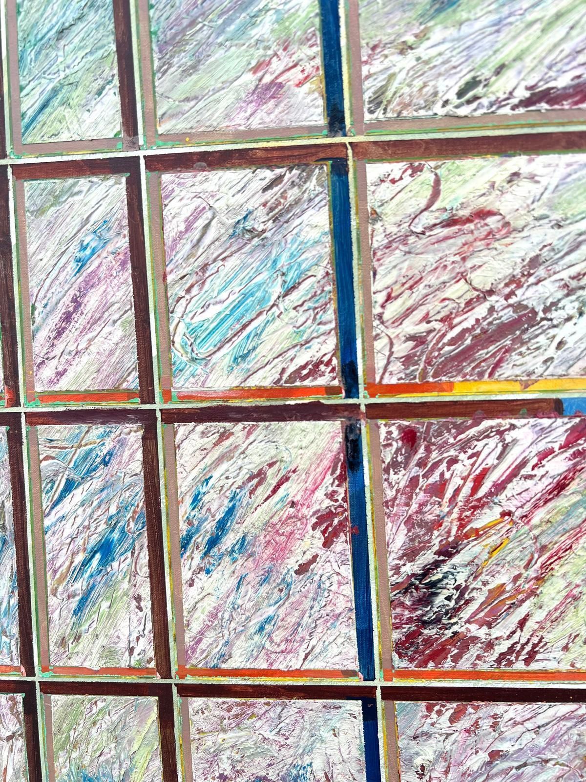 Gilbert Pelissierfrench 20th Century Abstract Textured Pastel Grids Intersecting Lines Oil1982 photo vinterior