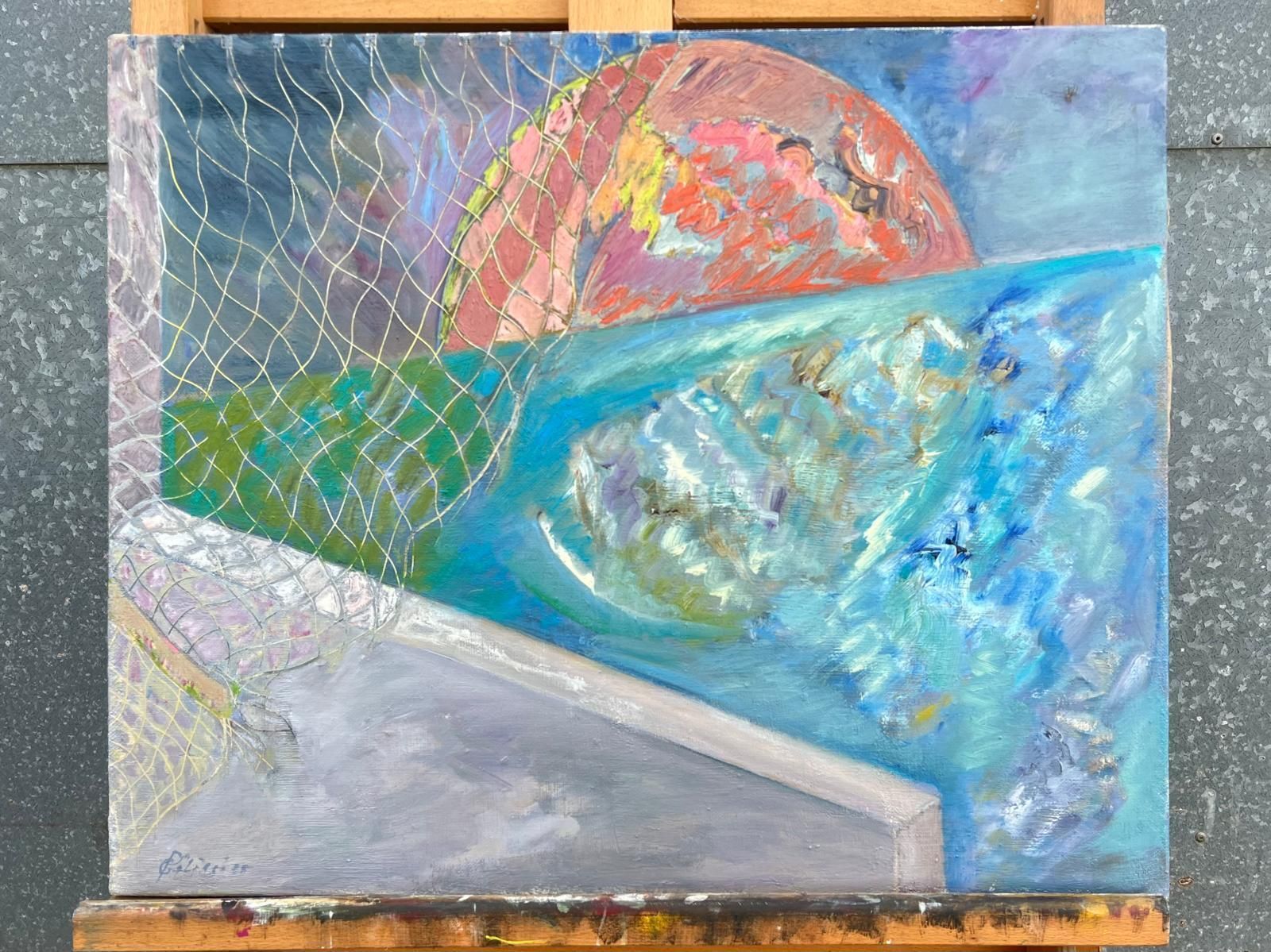Gilbert Pelissierhuge French 20th Century Painting Sunlit Sea And Netting Over Abstract1984 photo furniture