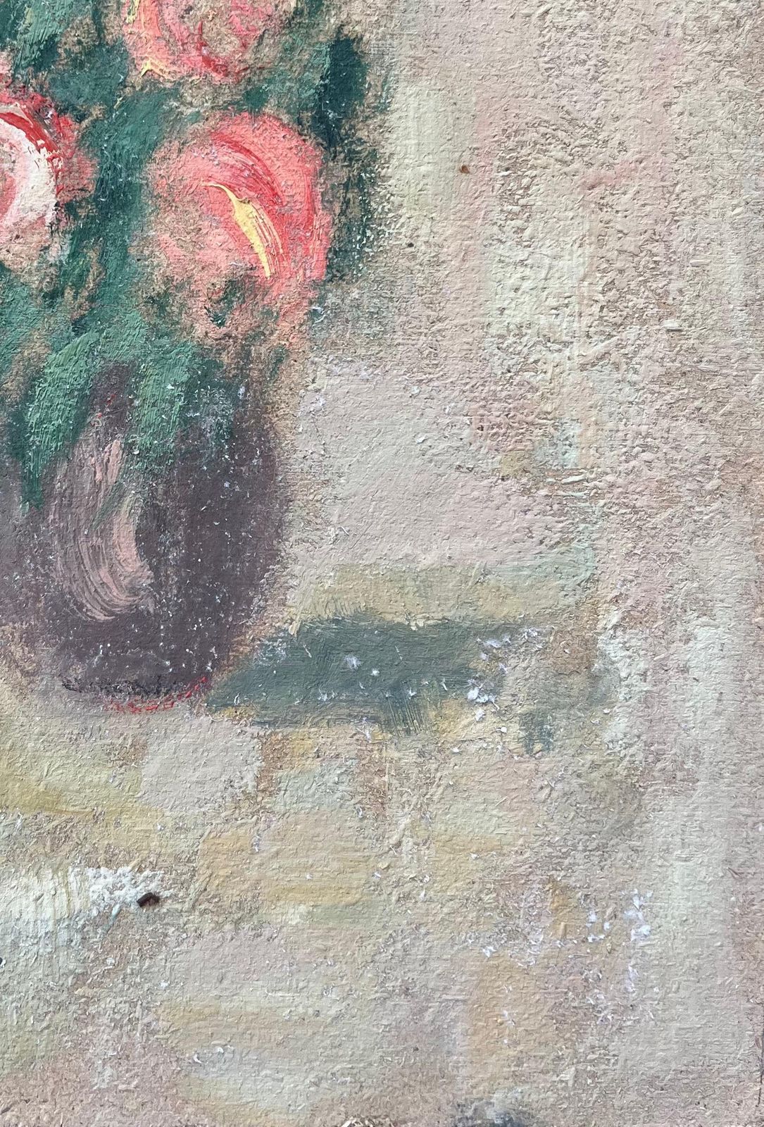 Fanch Lelfrench Impressionist Oil Painting Of Still Life Of Pink Roses In A Vase photo for sale