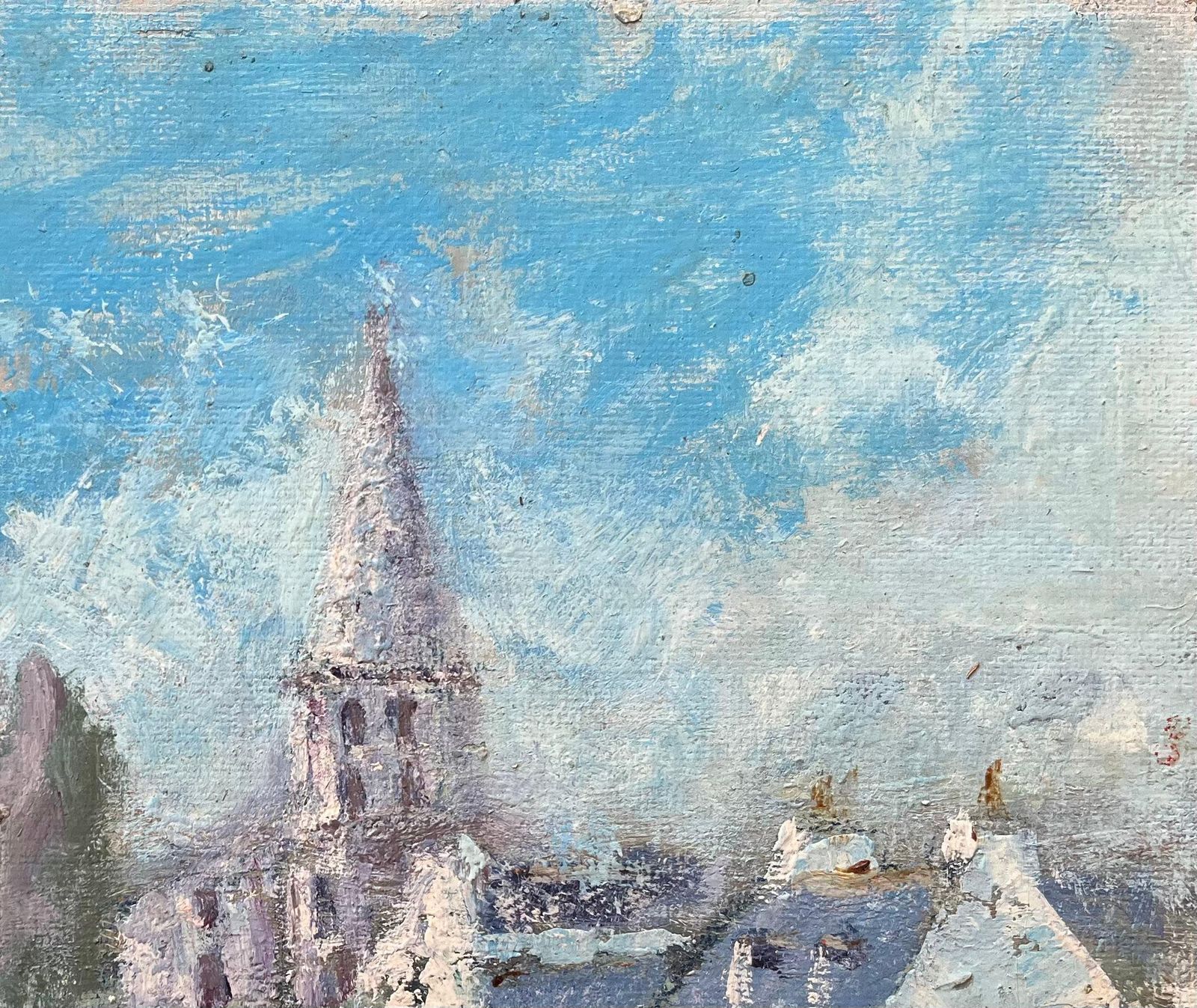 Fanch Lelfrench Impressionist Oil Painting Of Sunlit Village With Church Spire photo 478.0