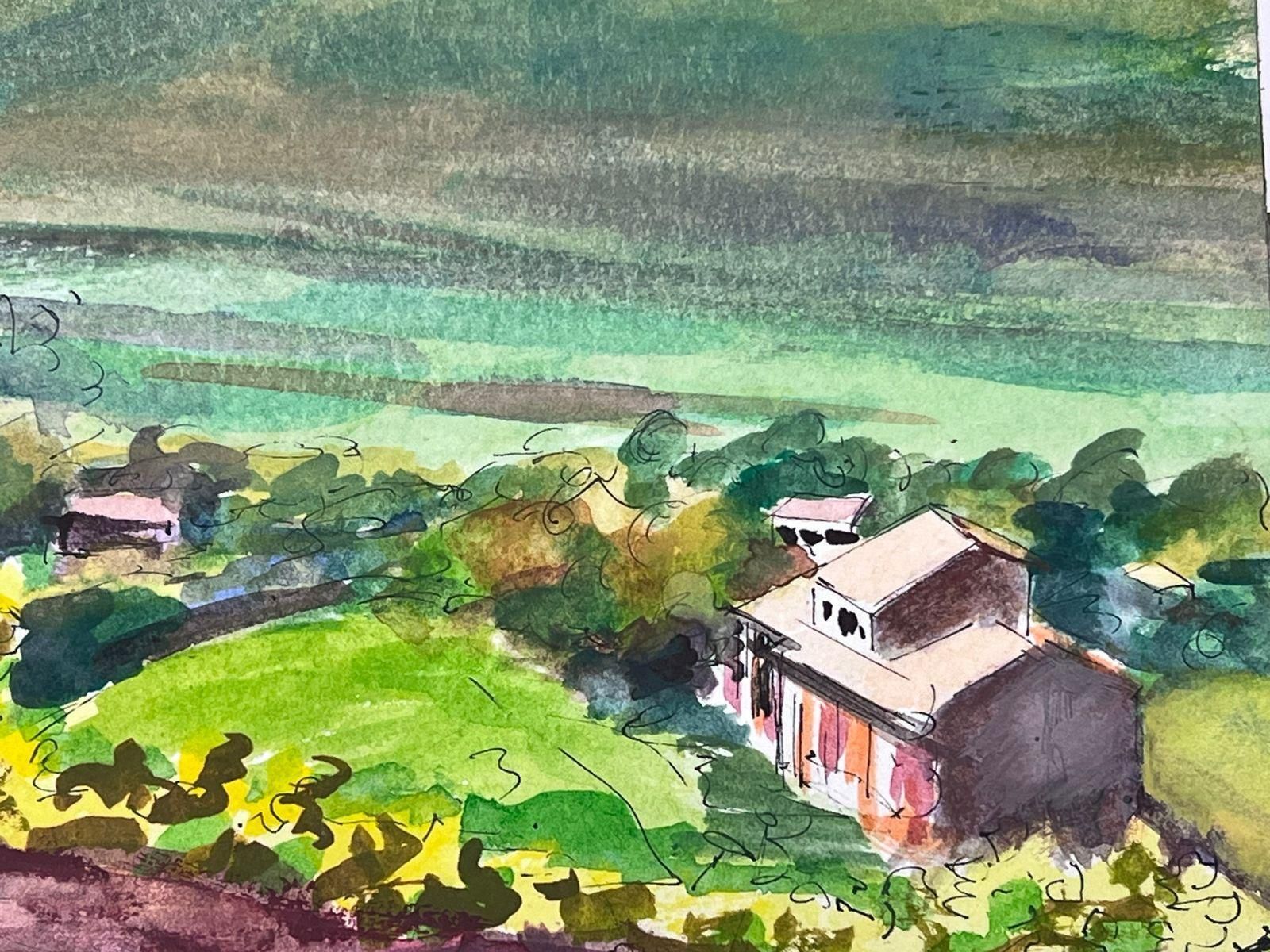 Josine Vignoncaptivating Watercolor Landscape Of A Mountain Valley With Blooming Trees1999 photo Art