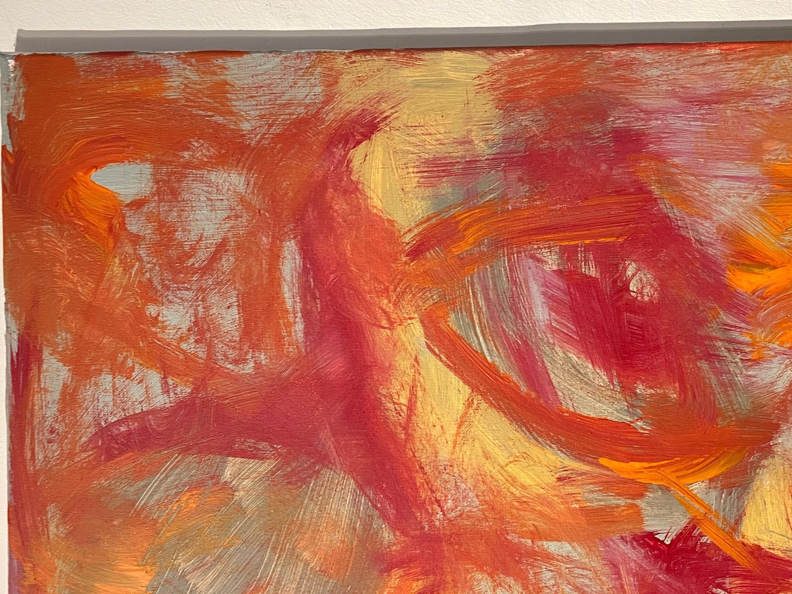 Sally Bradshawbritish Abstract Painting Contemporary Bold Autumnal Colours Of Orange And Pinkc.2024 photo vinterior