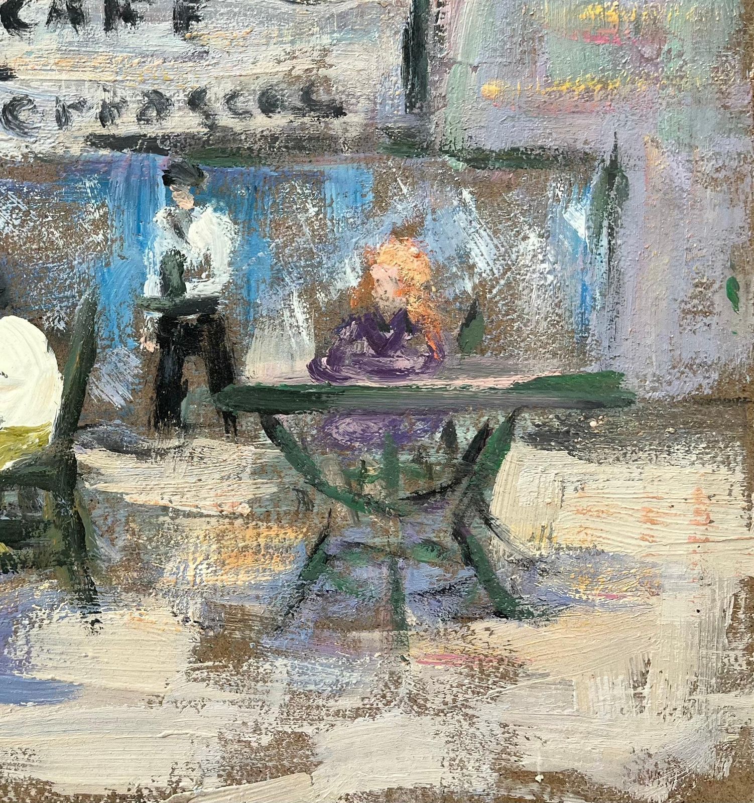 Fanch Lelfrench Impressionist Oil Painting Of Café Scene At Café Des Terrasses photo for sale