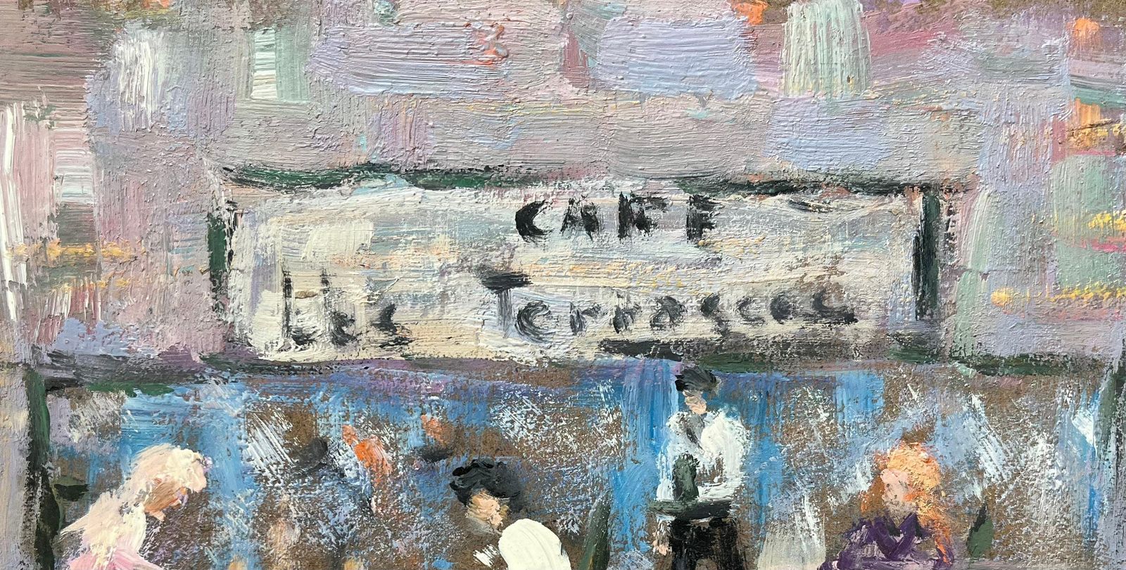 Fanch Lelfrench Impressionist Oil Painting Of Café Scene At Café Des Terrasses photo 524.0