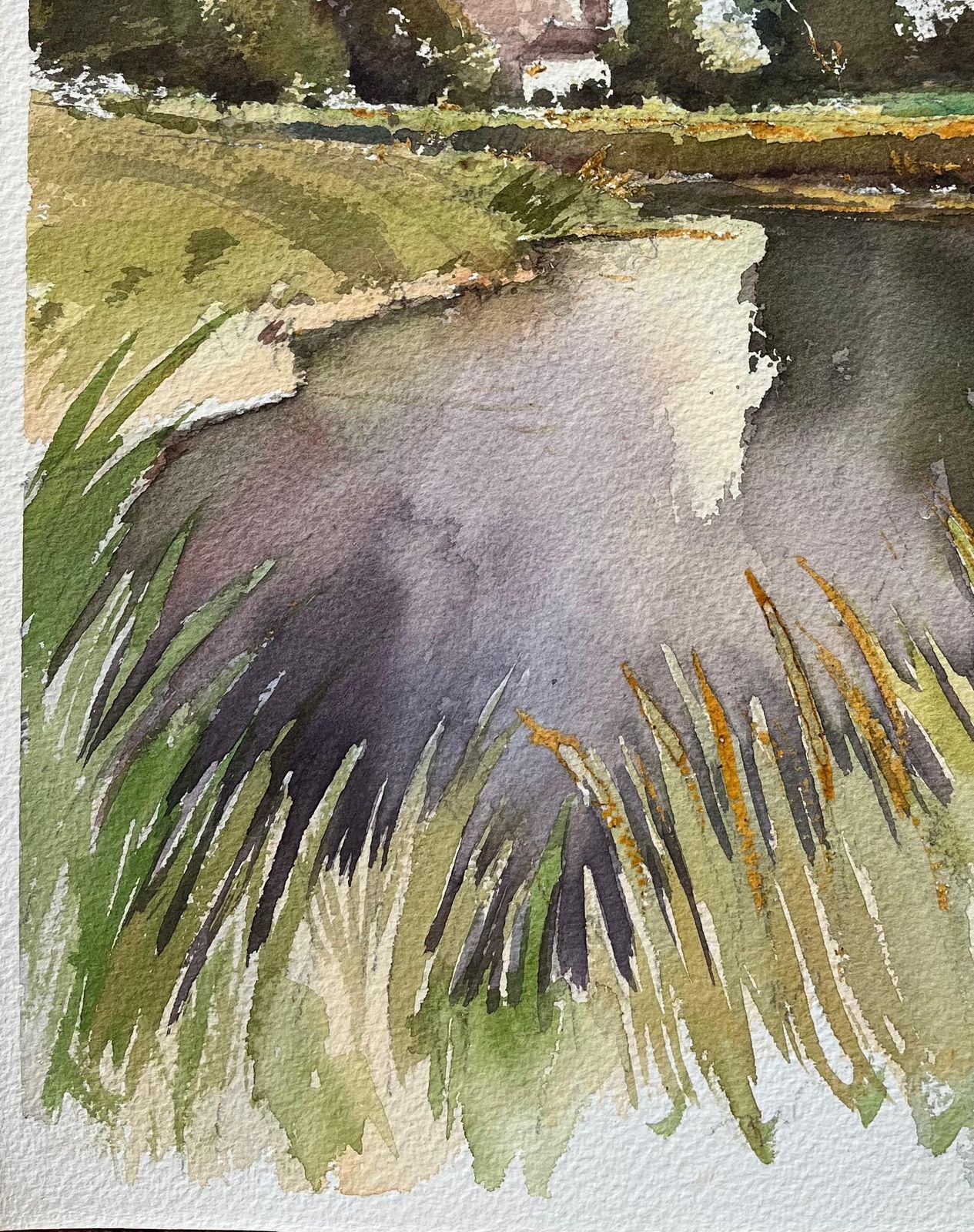 Anthony Averybritish Original Watercolor Of Church By The Riverside photo vinterior