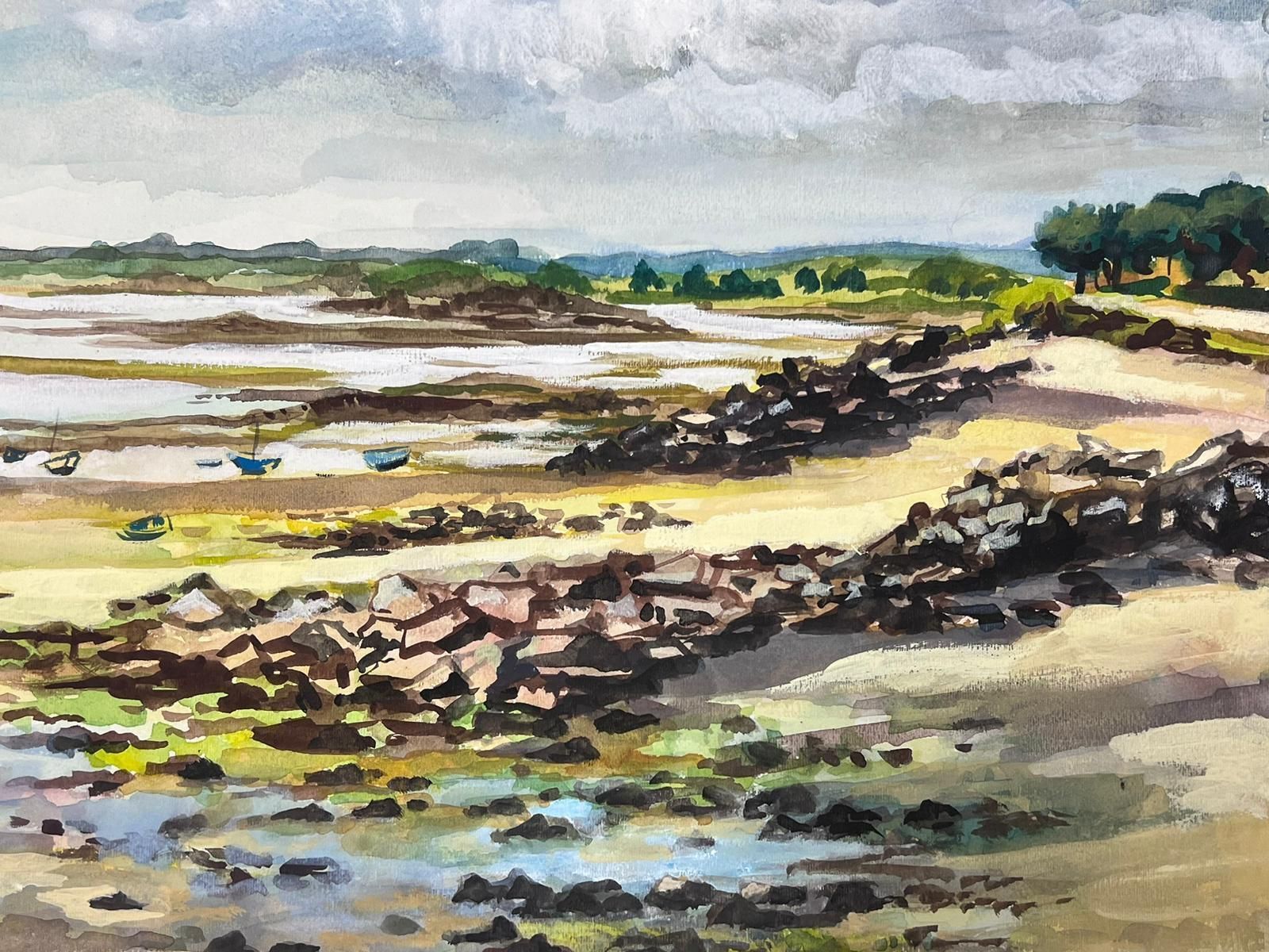Josine Vignoncoastal Watercolor Scene Of Low Tide With Rocky Shoreline And Distant Boats1950s photo furniture