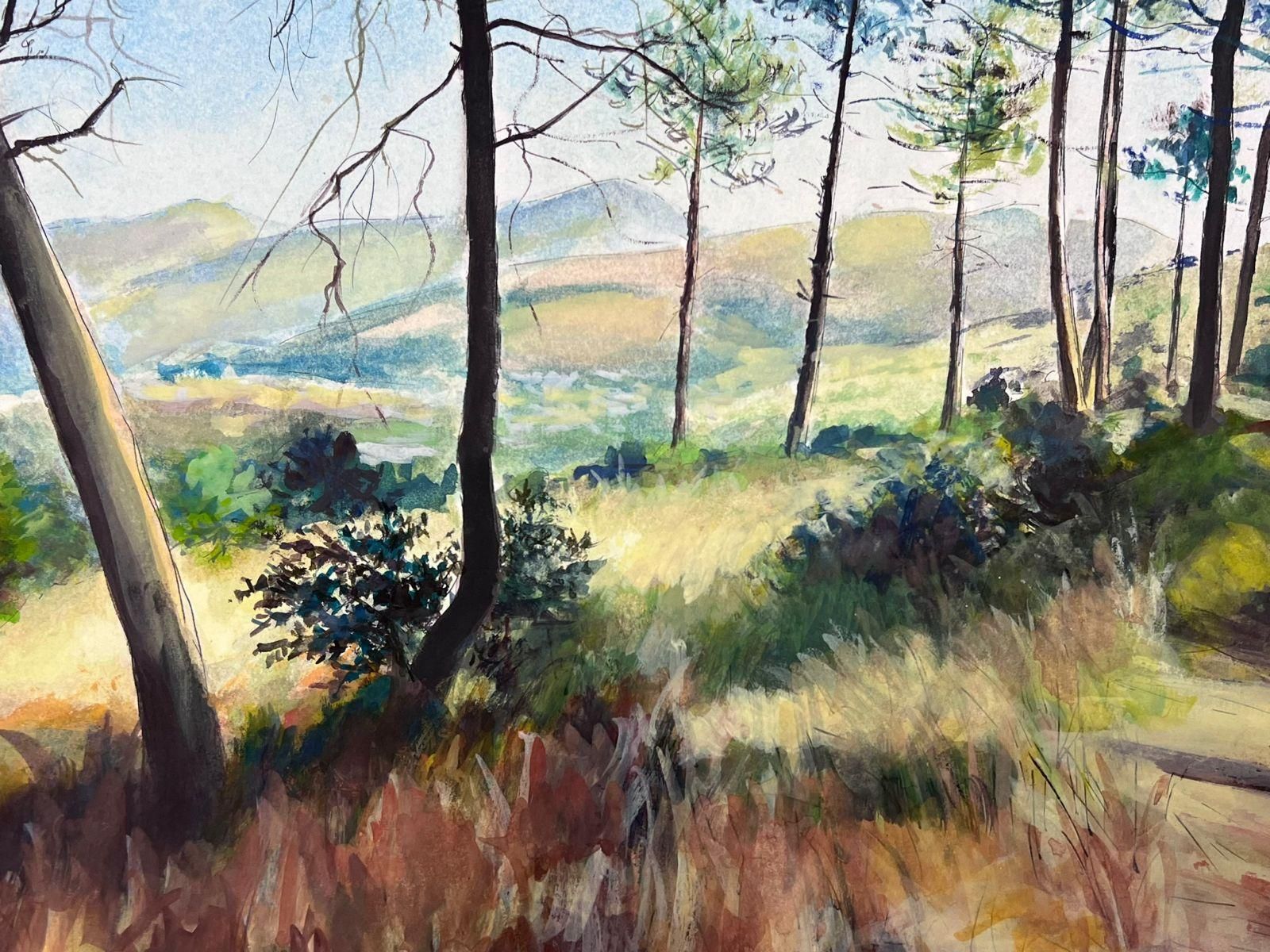 Josine Vignonforest Landscape With Distant Mountain Views In Watercolor1950s