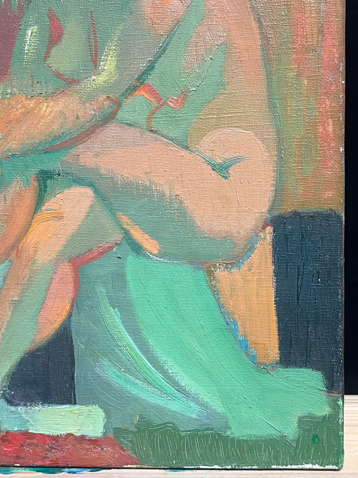 Therese Hummelmid 20th Century French Oil Painting Cubist Portrait Of Nude Lady1950 photo vinterior