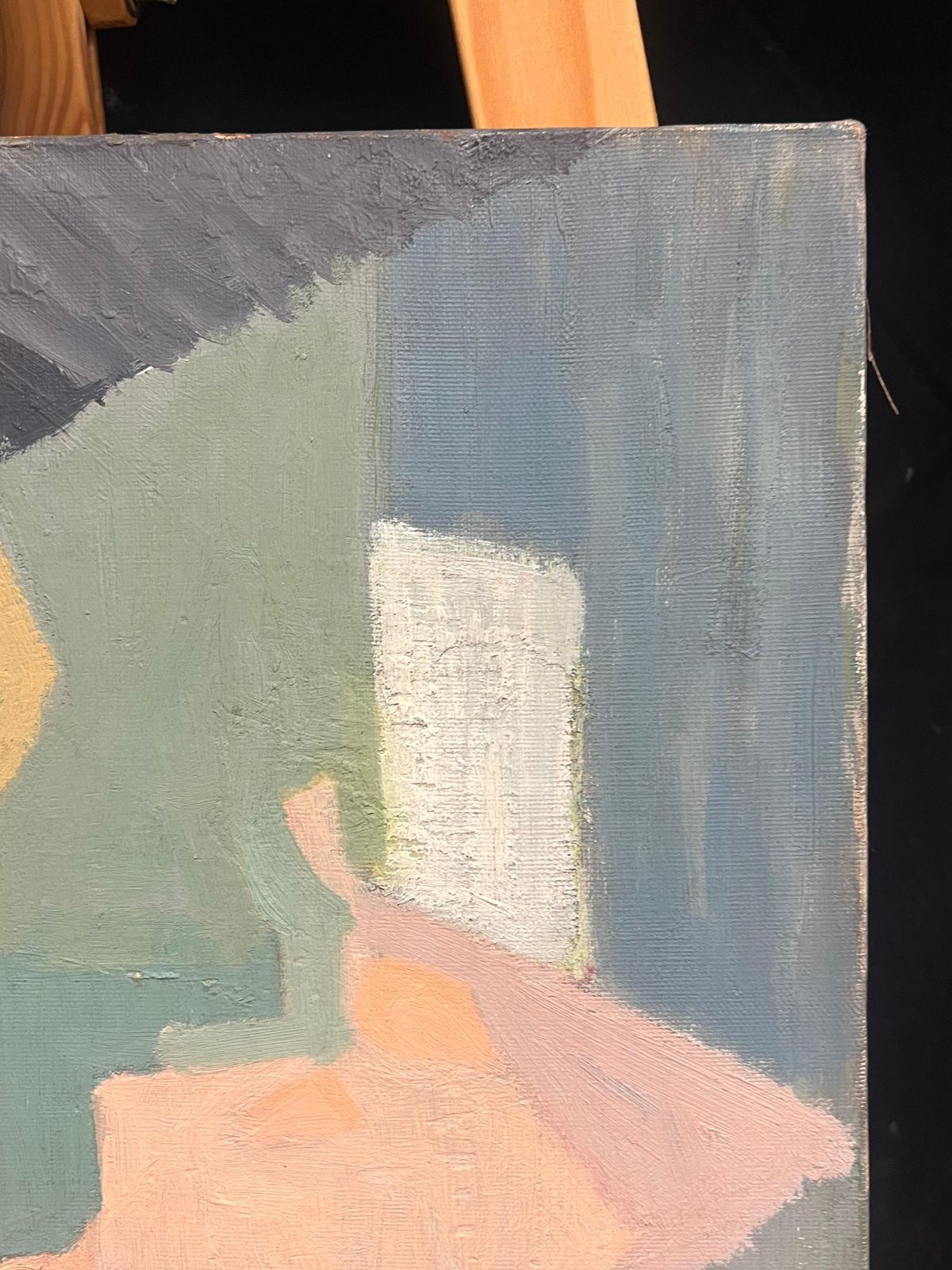 Therese Hummelmid 20th Century French Oil Painting Cubist Portrait Of Nude Figure1950 photo vinterior