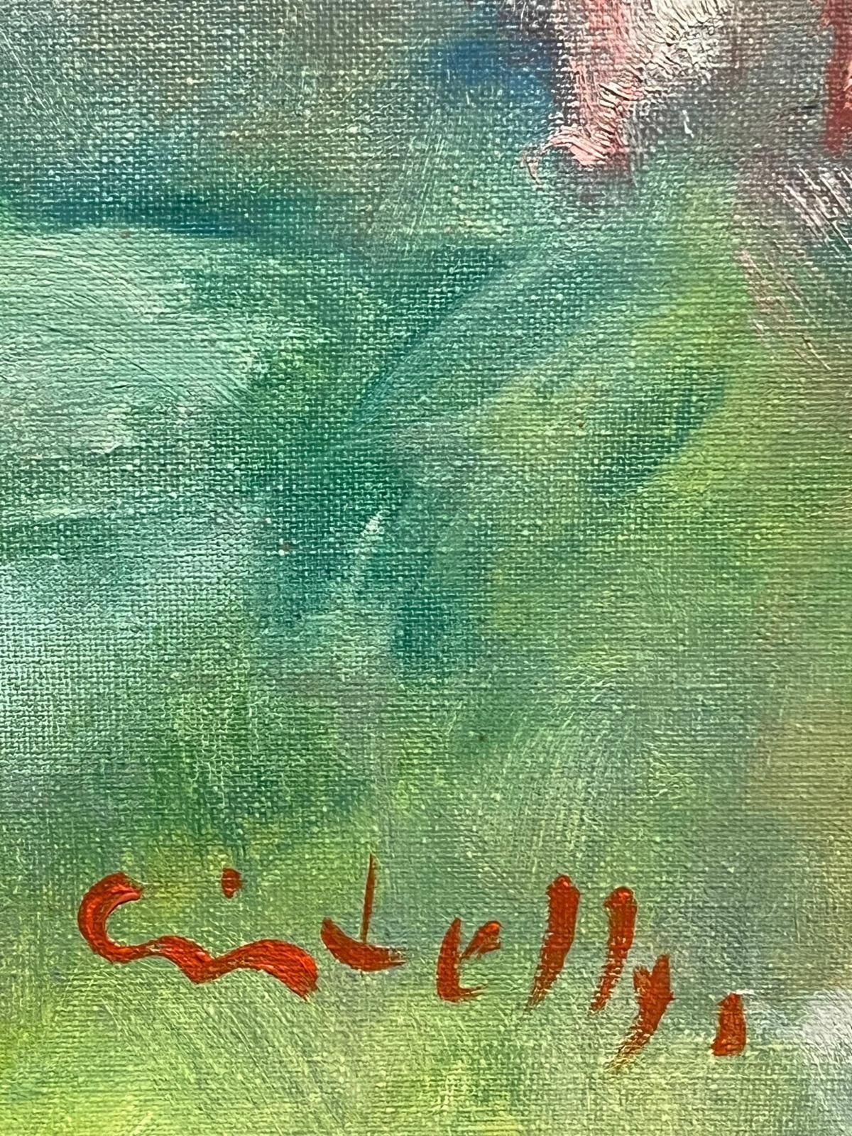 Art French Mid 20th1950's French Oil Elegant Portrait Of A Woman With Floral Accents In Bonnetmid 20th Century photo