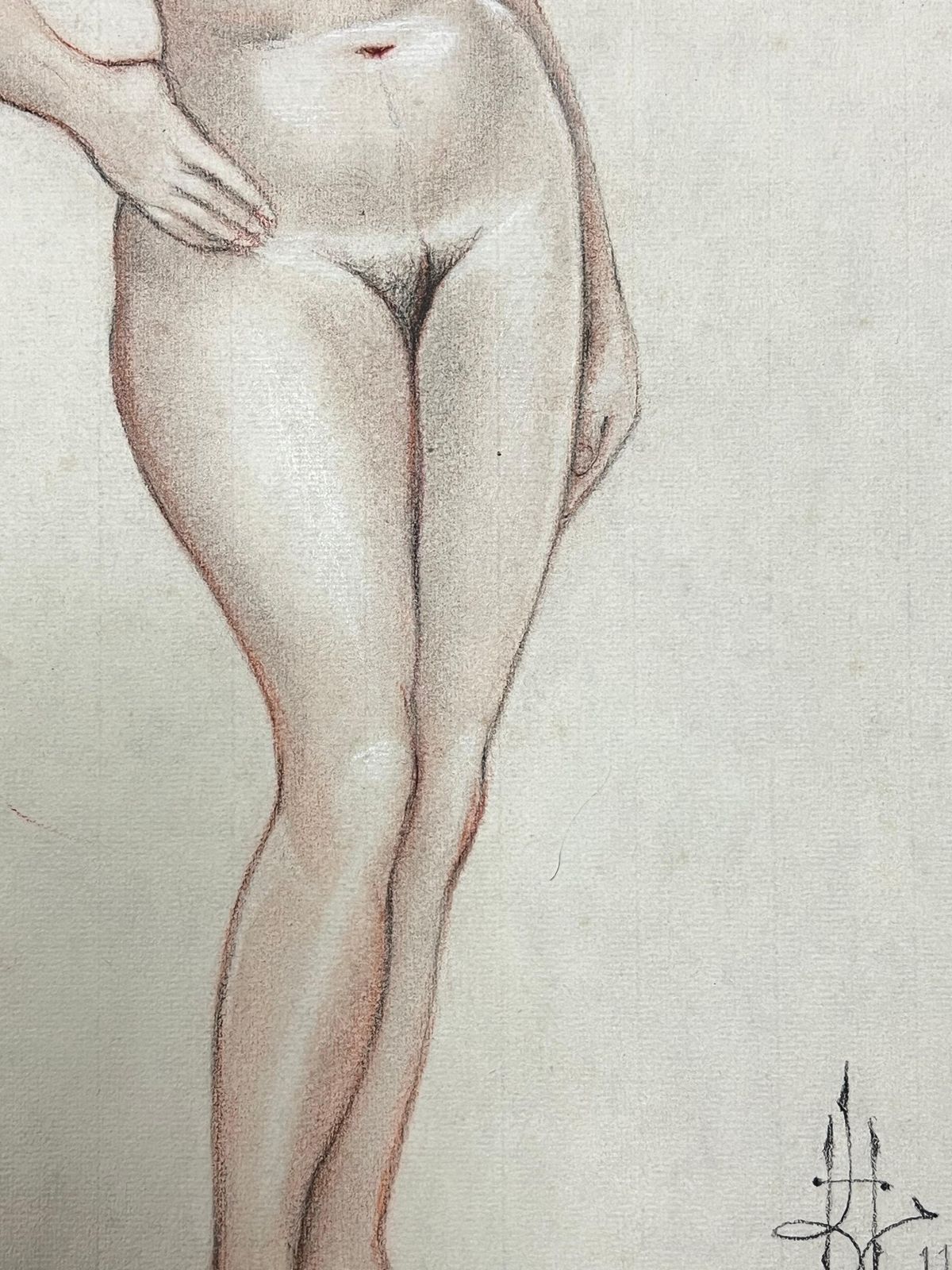 Dagmar Web1960's Original French Pastel Sketch Elegant Nude Lady Model1960's photo Art