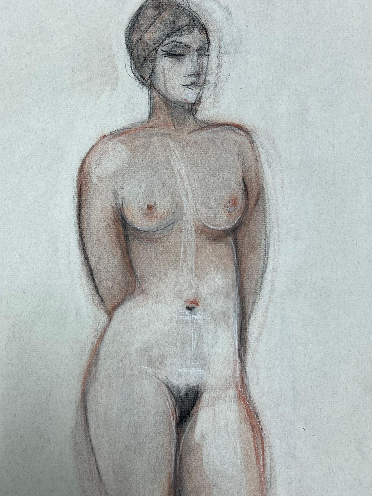 Dagmar Web1960's Original French Pastel Sketch Standing Nude Portrait1960's photo for sale