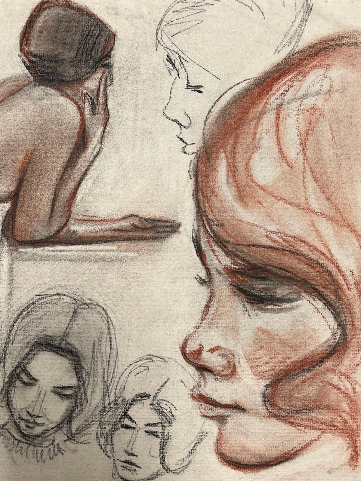 Dagmar Weboriginal French Pastel Expressive Mid Century Sketches With Detail1960's photo for sale
