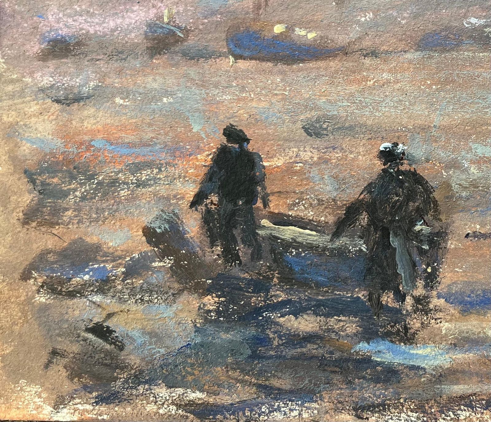 Fanch Lelfrench Impressionist Oil Painting Of Twilight Gathering At Erquy2012 photo furniture
