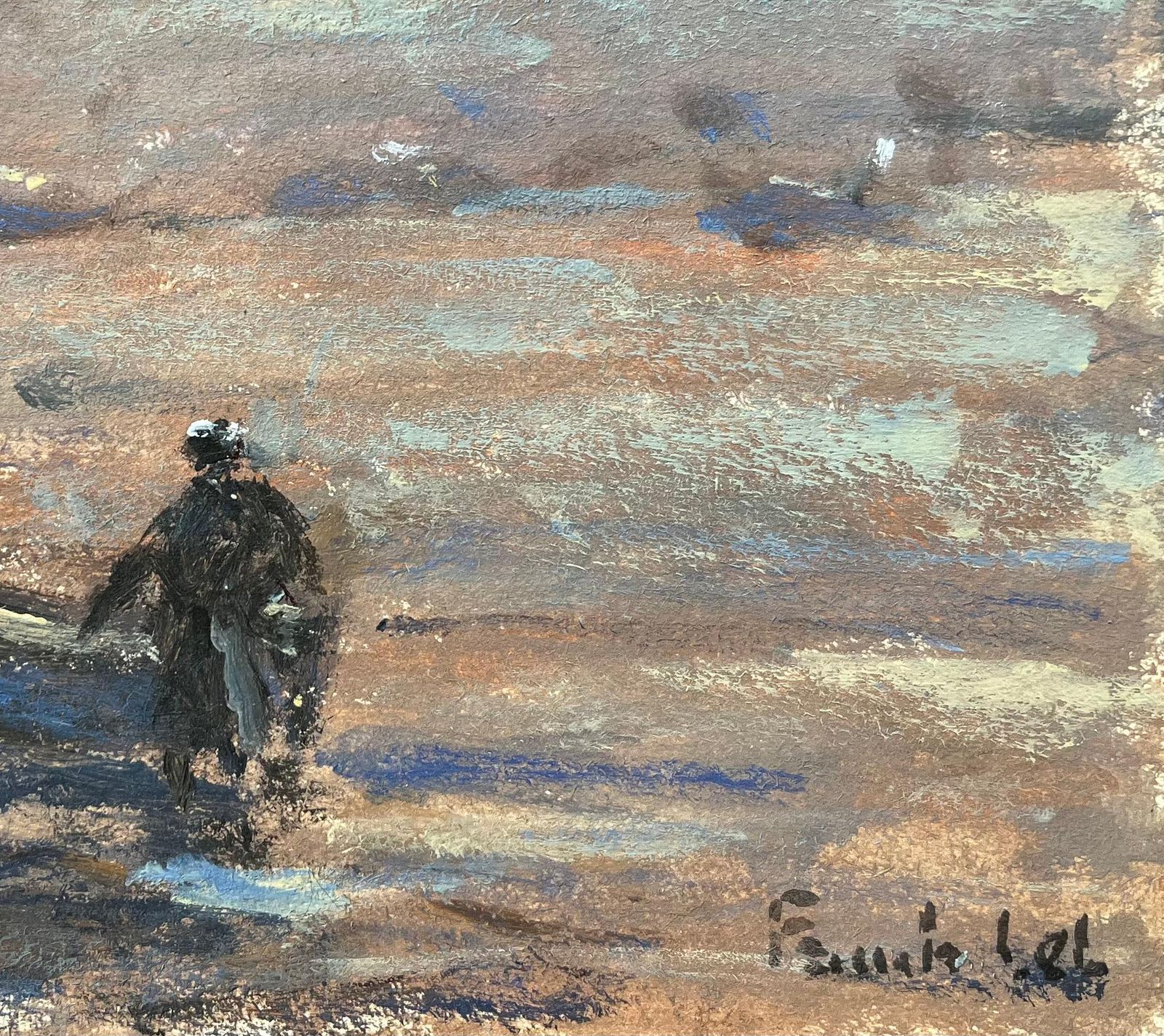 Fanch Lelfrench Impressionist Oil Painting Of Twilight Gathering At Erquy2012 photo 331.0